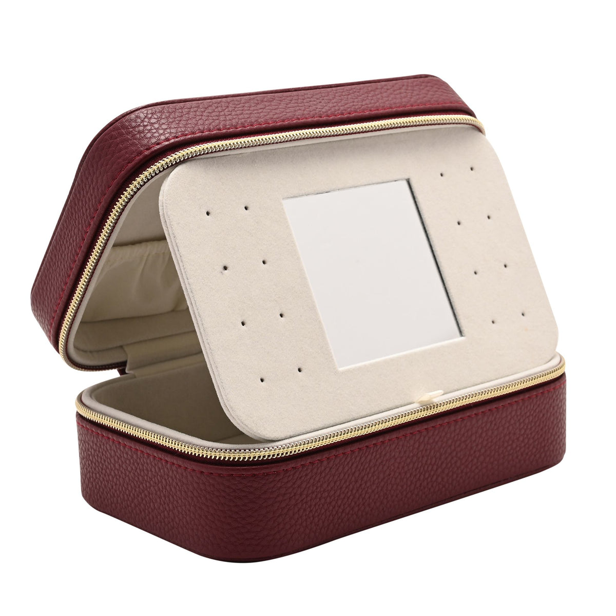 Sophia Jewellery Box with Mirror Medium - Burgundy