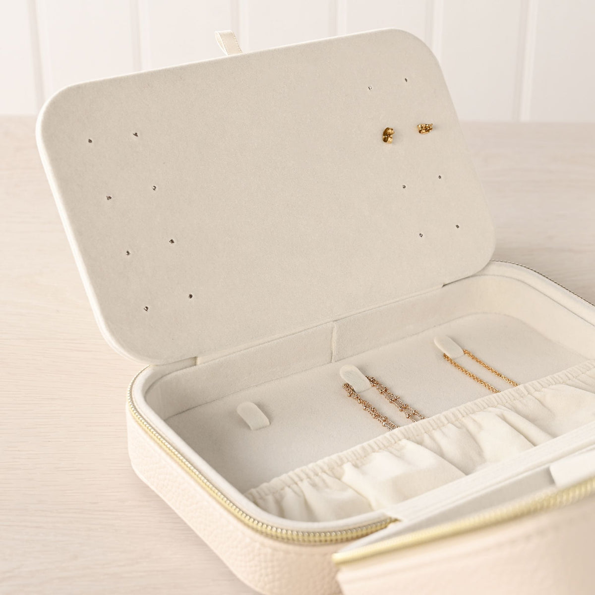 Sophia Jewellery Box with Mirror Medium - Cream