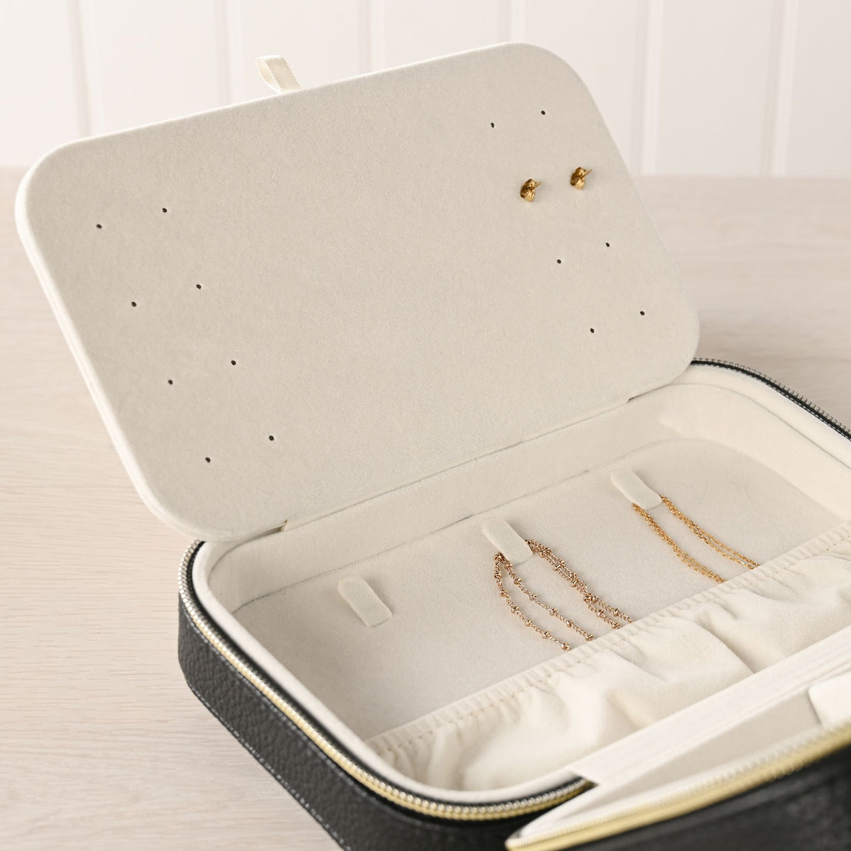 Sophia Jewellery Box with Mirror Medium - Black