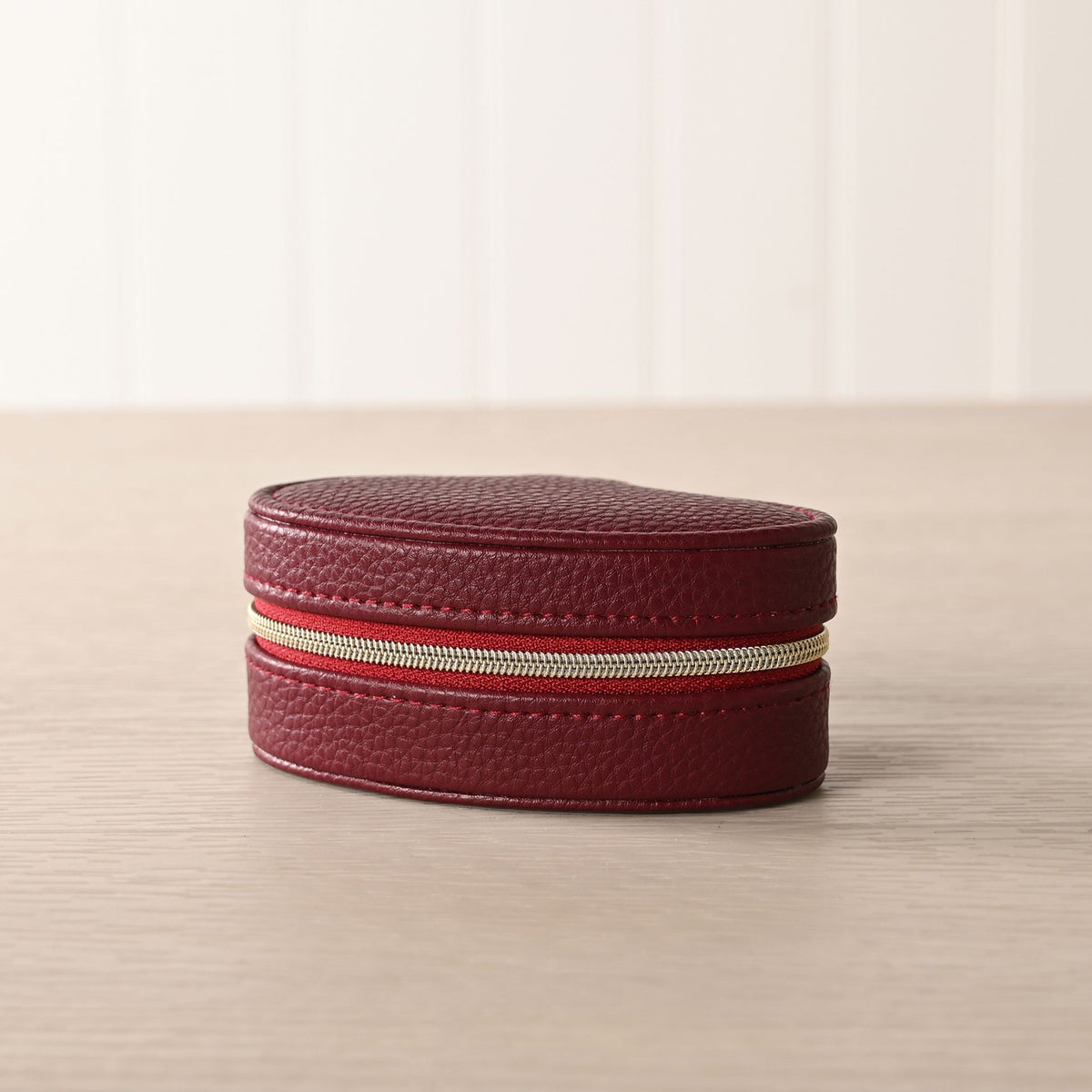 Sophia Mini Oval Jewellery Box - Burgundy