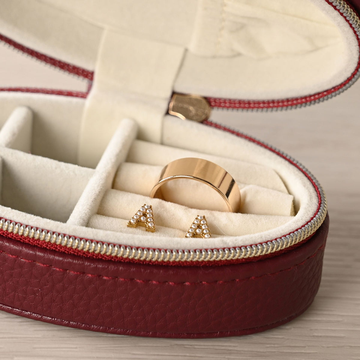 Sophia Mini Oval Jewellery Box - Burgundy