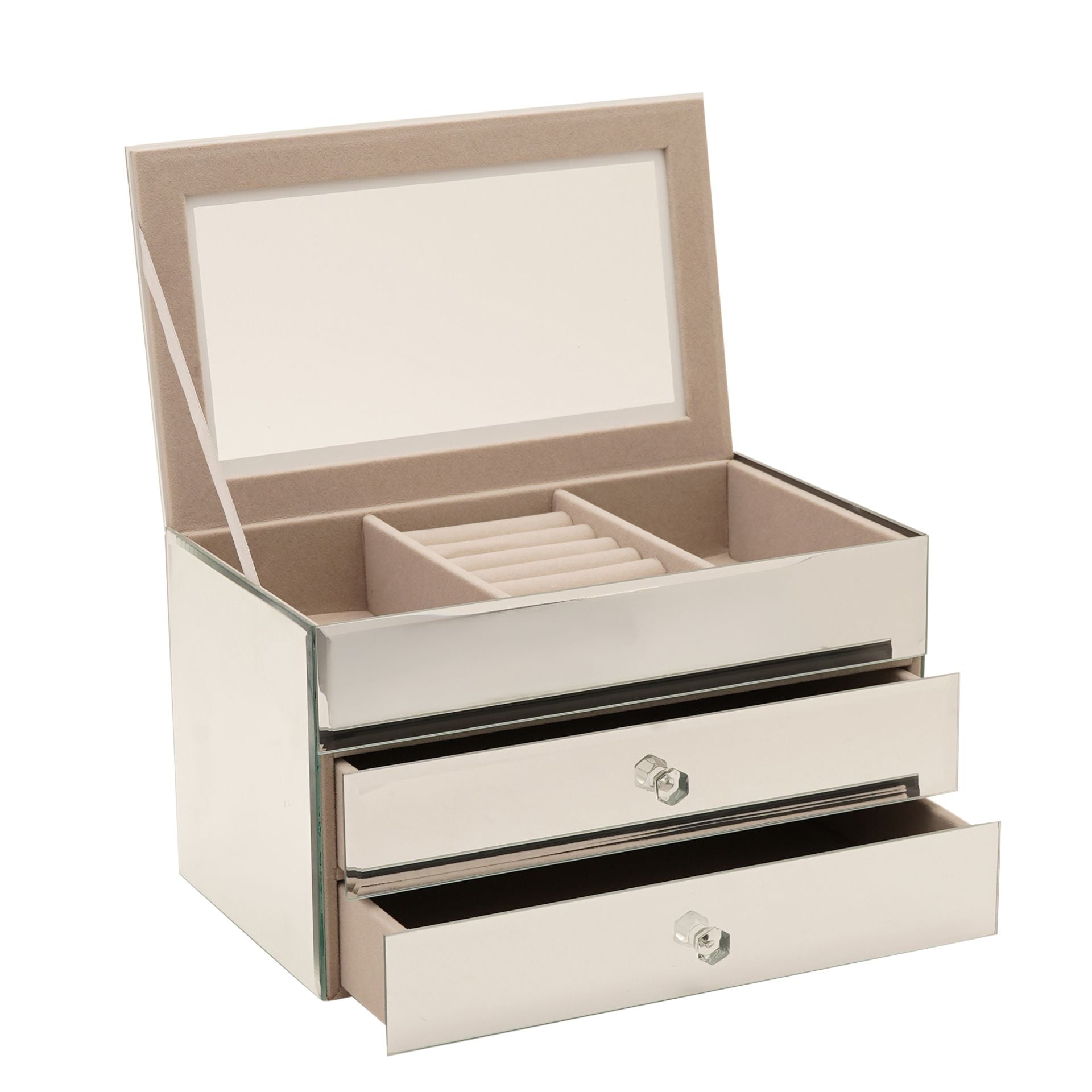 Sophia 2 Drawer Mirror Glass Jewellery Box