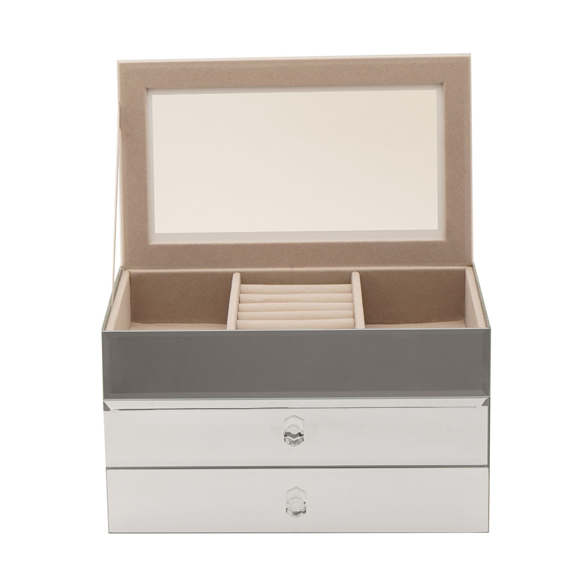 Sophia 2 Drawer Mirror Glass Jewellery Box