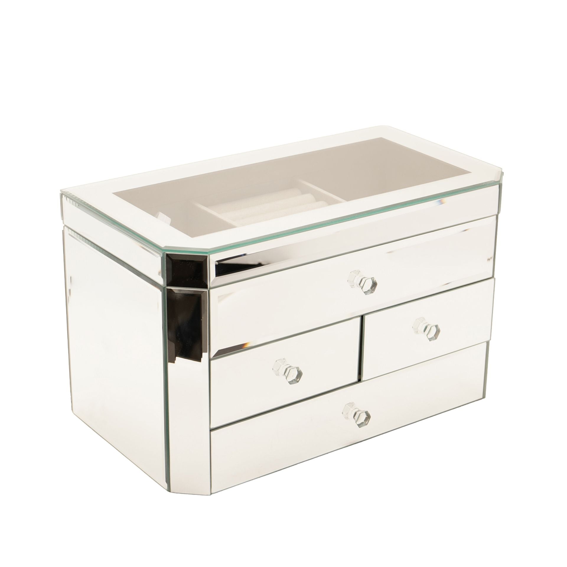 Sophia 4 Drawer Mirror Glass Jewellery Box