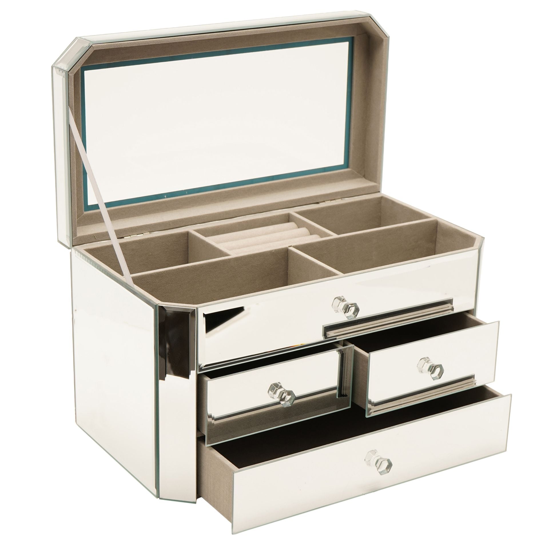 Sophia 4 Drawer Mirror Glass Jewellery Box