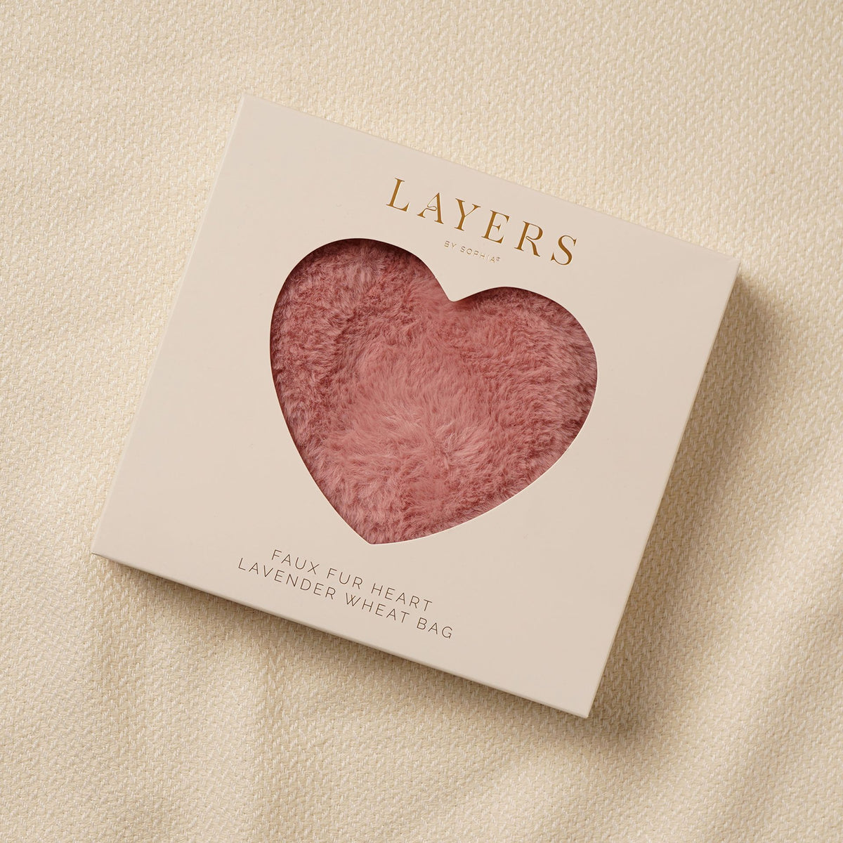 Sophia Layers Soft Faux Fur Heart Shaped Lavender Wheat Bag - Pink
