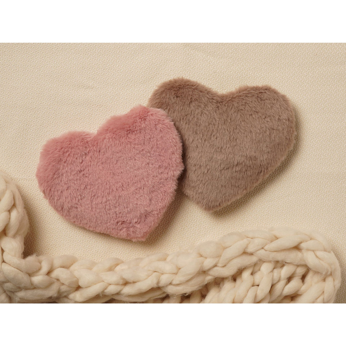 Sophia Layers Soft Faux Fur Heart Shaped Lavender Wheat Bag - Taupe