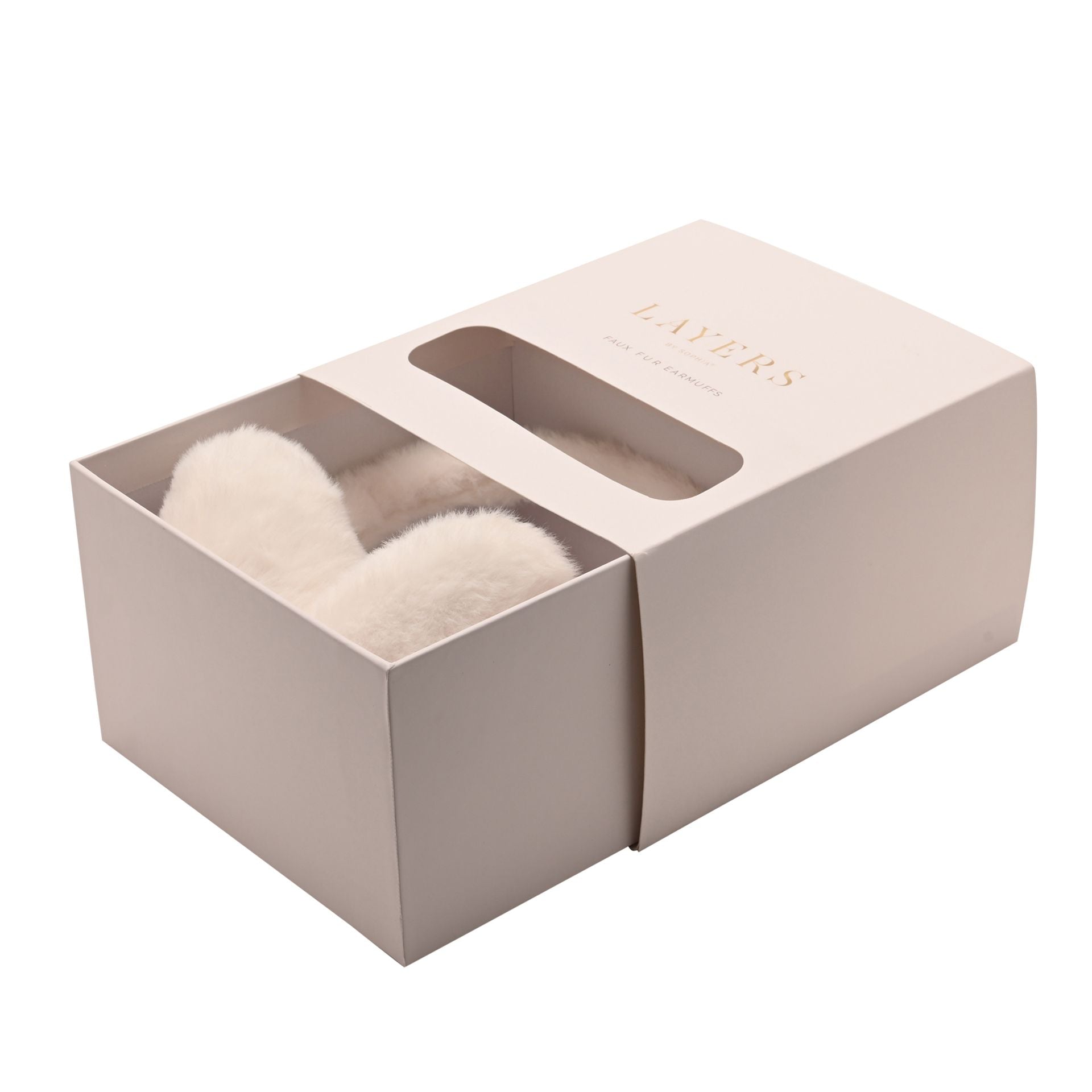 Sophia Layers Faux Fur Heart Shaped Ear Muffs - Ivory