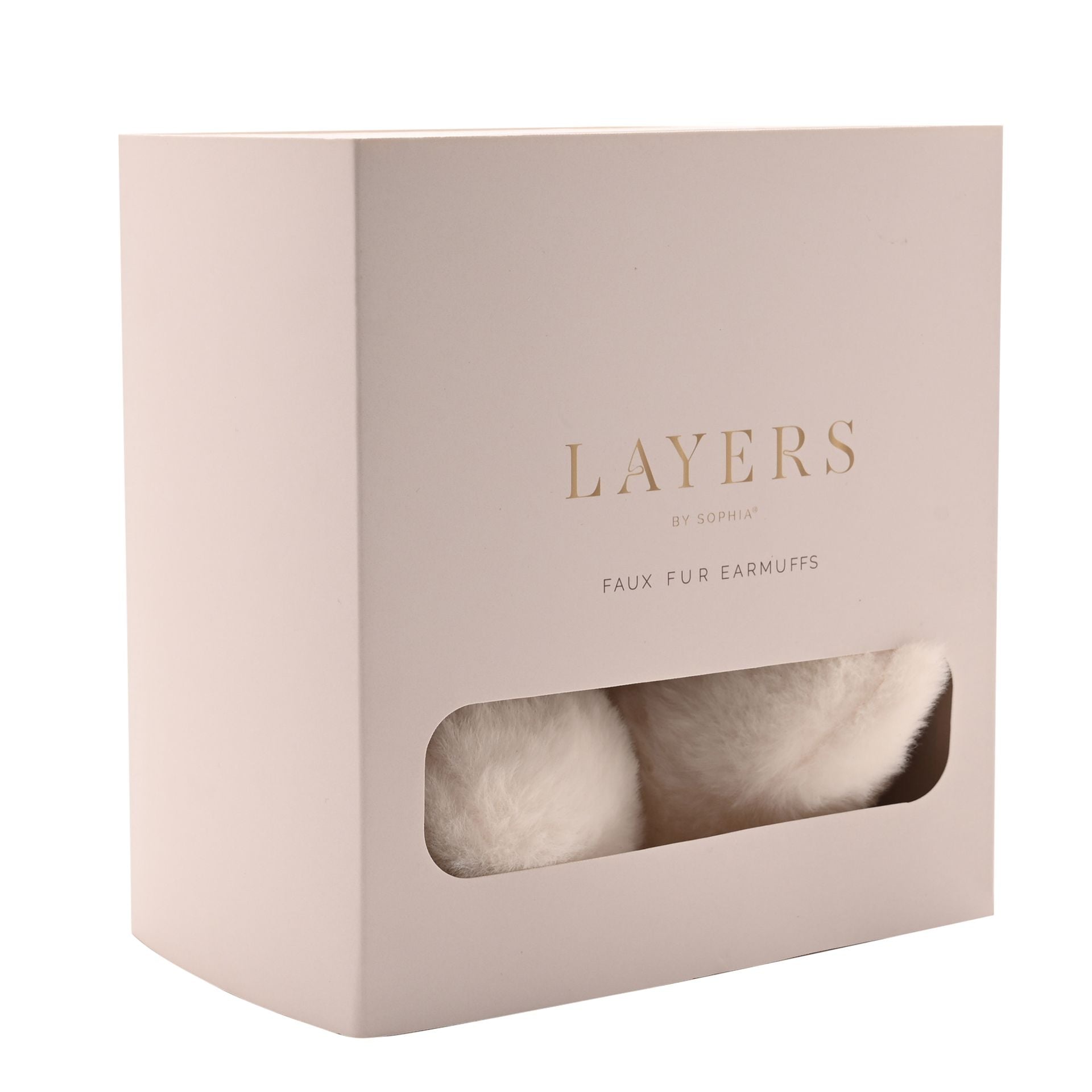 Sophia Layers Faux Fur Heart Shaped Ear Muffs - Ivory