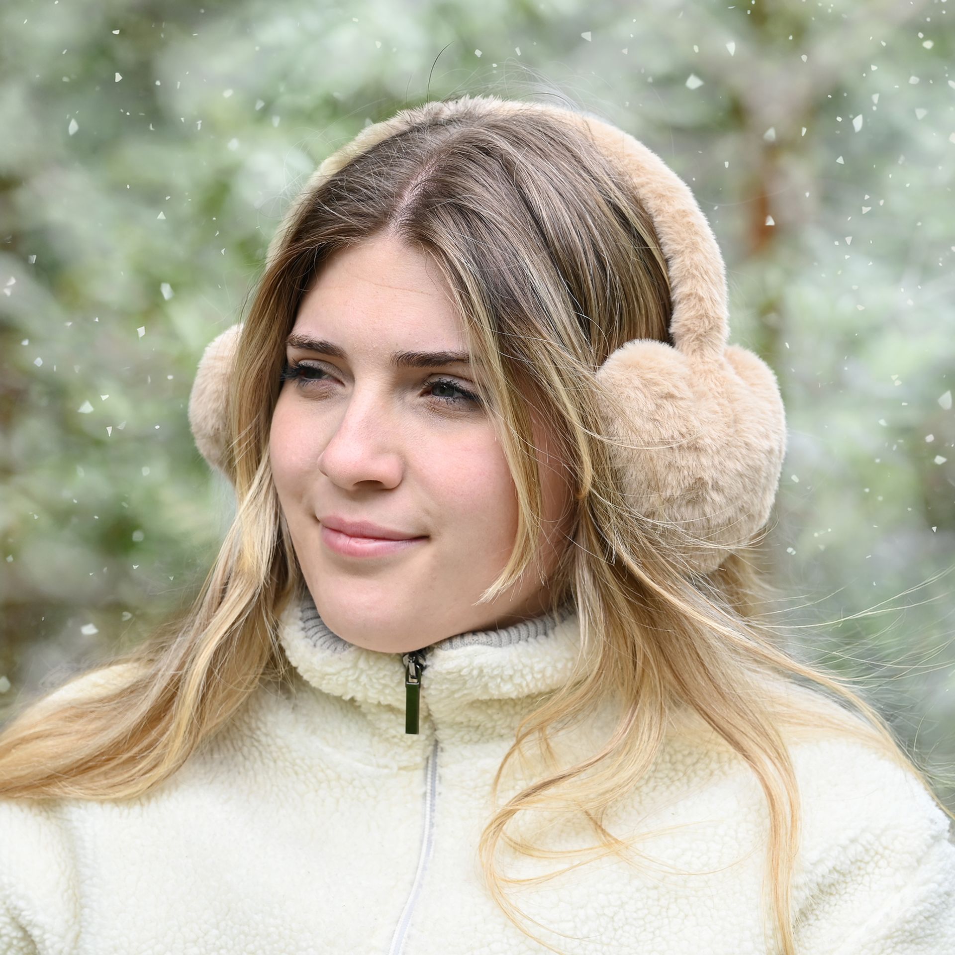 Sophia Layers Faux Fur Heart Shaped Ear Muffs - Camel