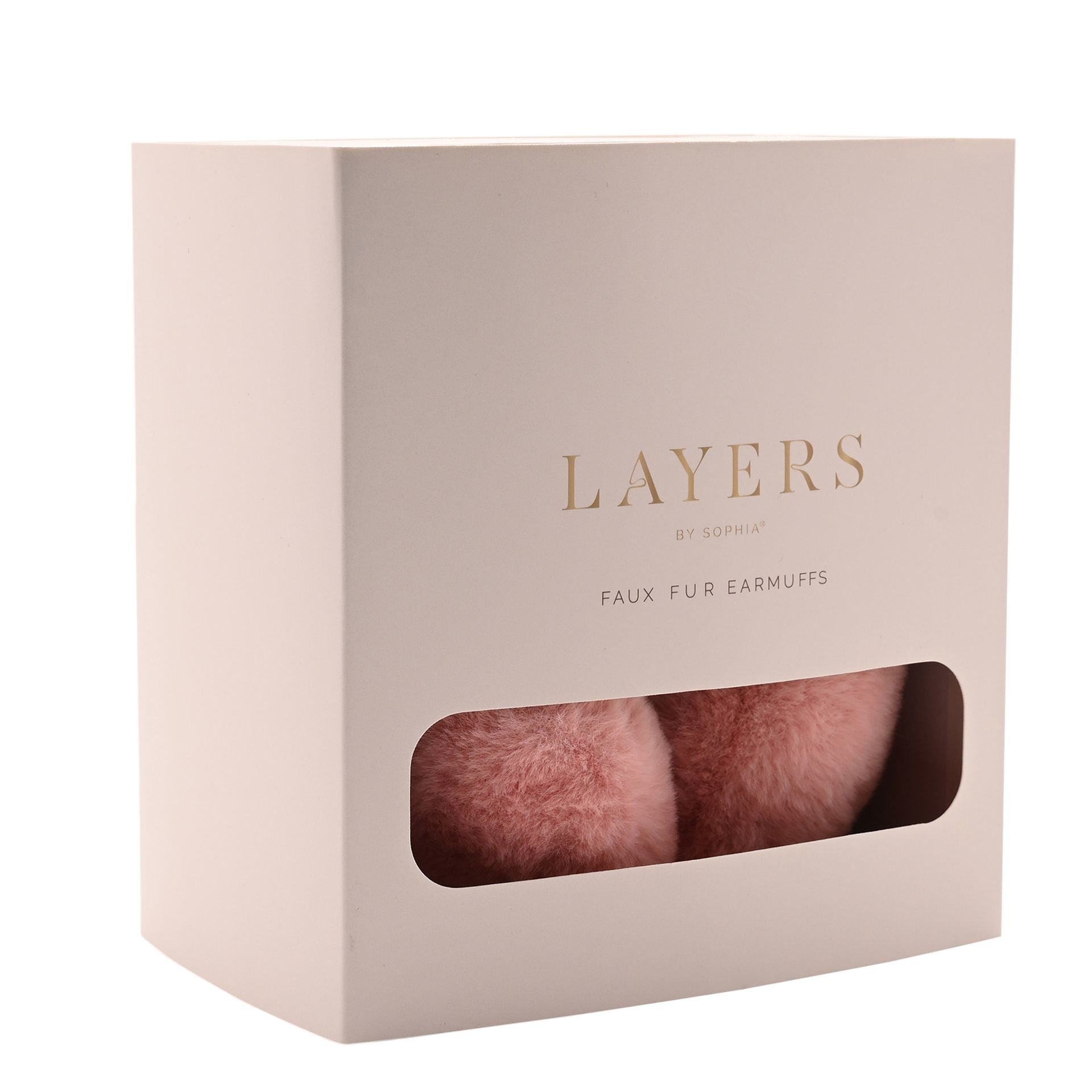 Sophia Layers Faux Fur Heart Shaped Ear Muffs - Pink