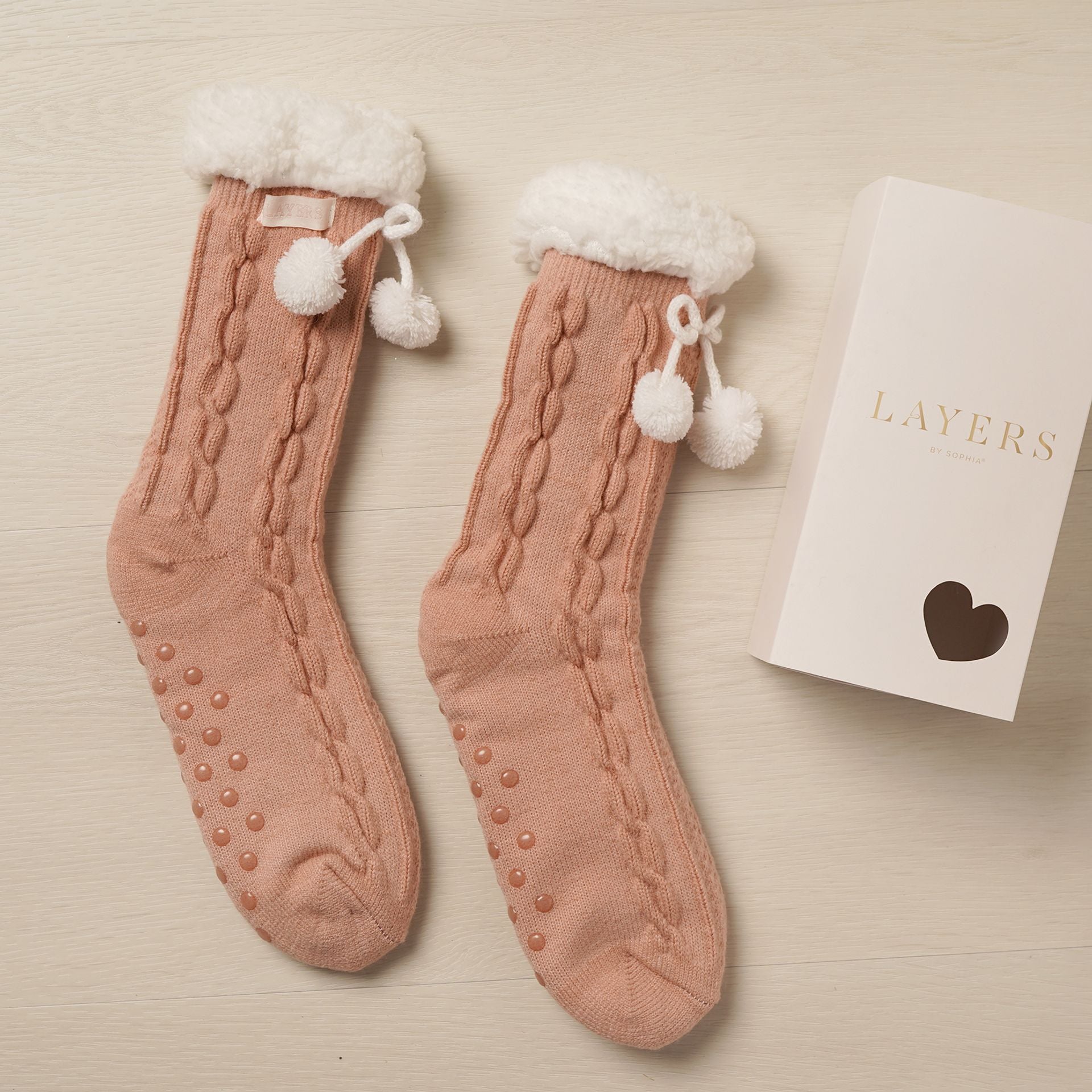 Sophia Layers Cosy Socks Size 4-7 - Pink