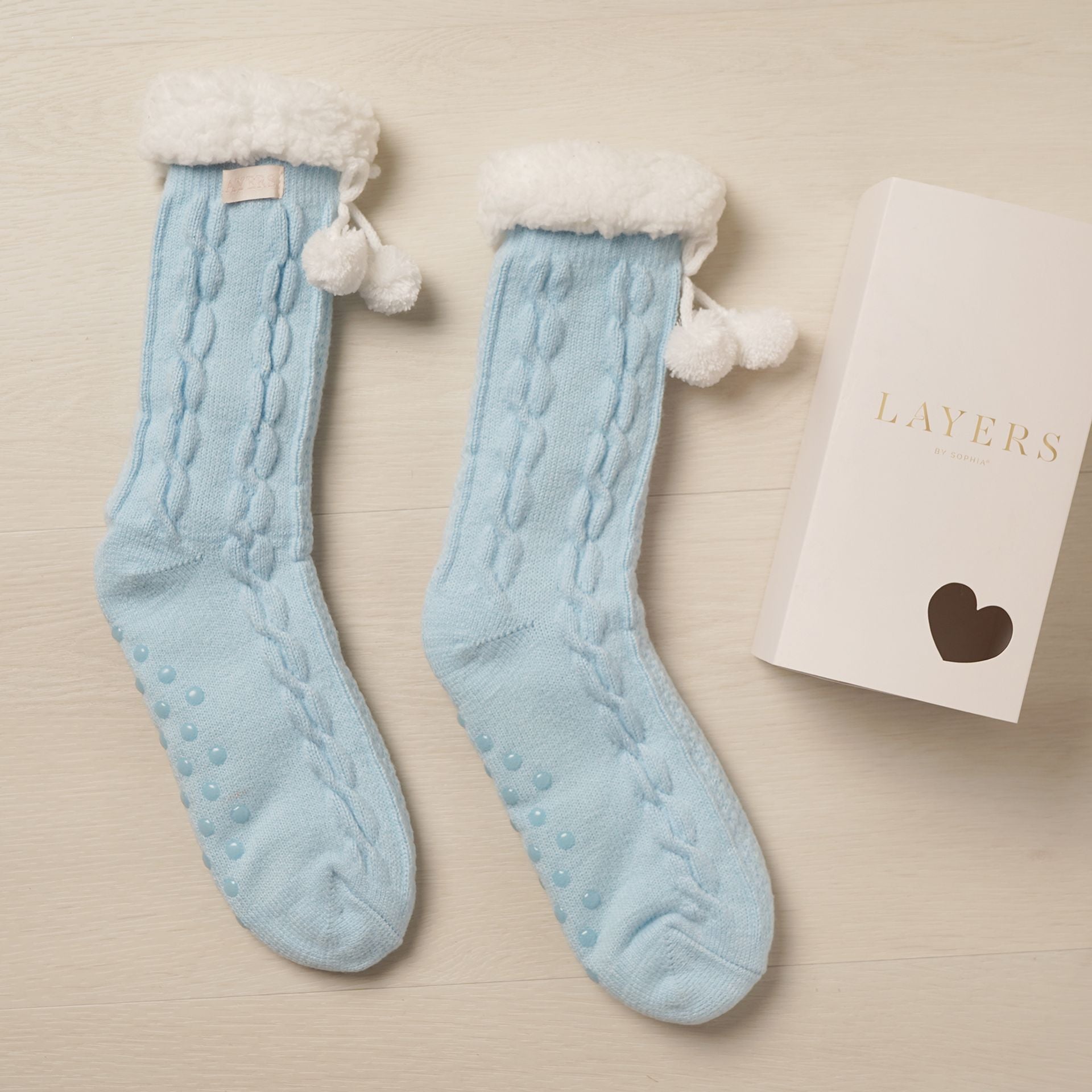 Sophia Layers Cosy Socks Size 4-7 - Light Blue