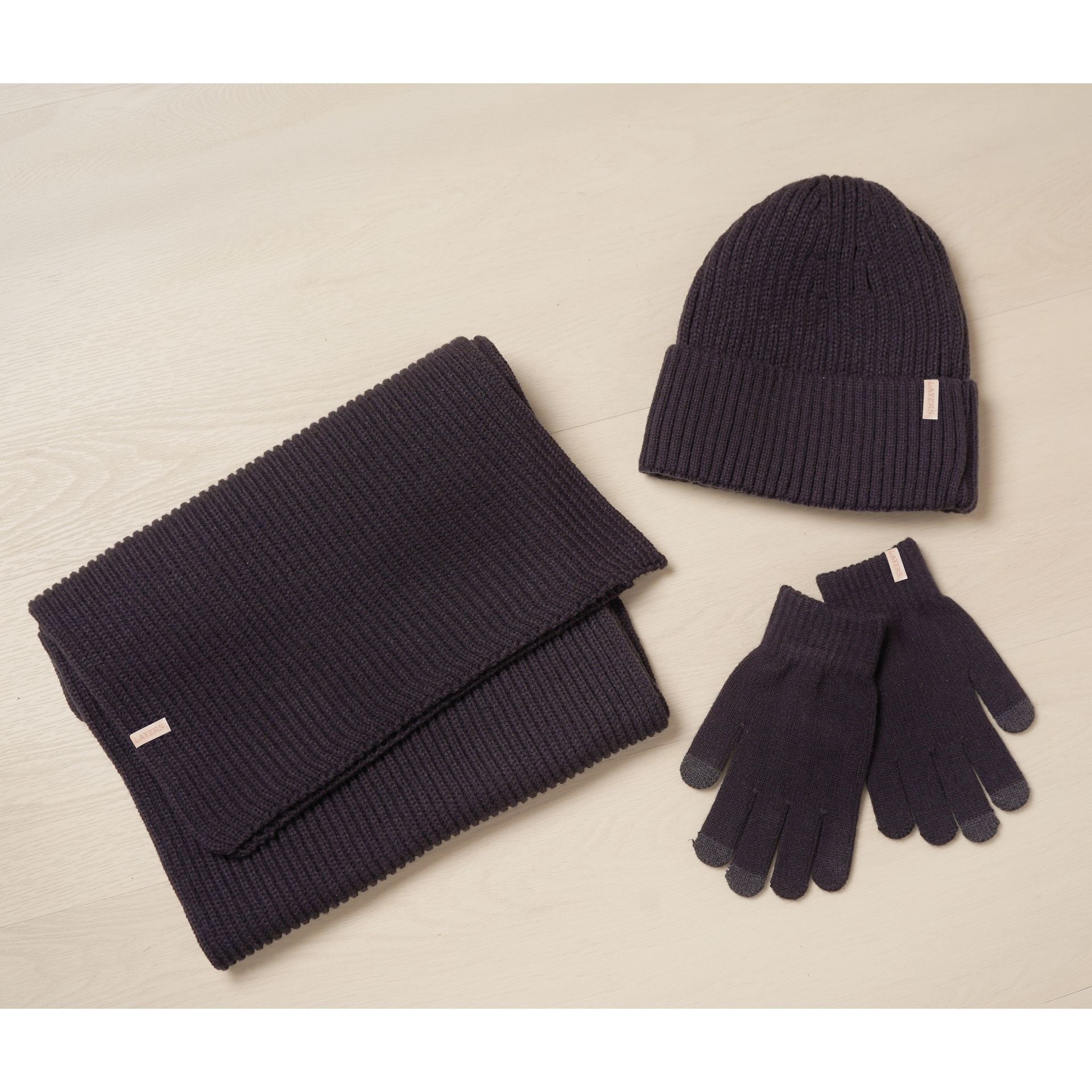 Sophia Layers Cosy Knit Hat Glove & Scarf Gift Set - Navy