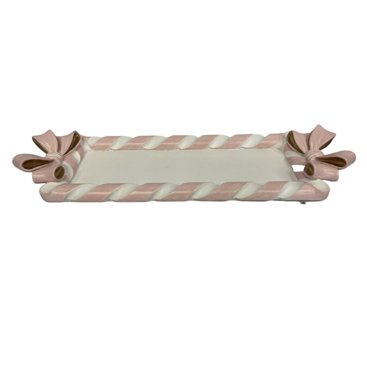 Resin Pink Candy Cane & Bow Trinket Tray 38cm