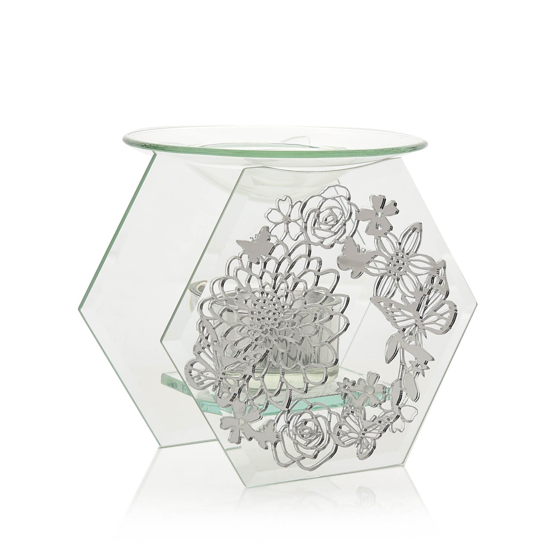 Sophia Mirrored Floral Pattern Oil Burner
