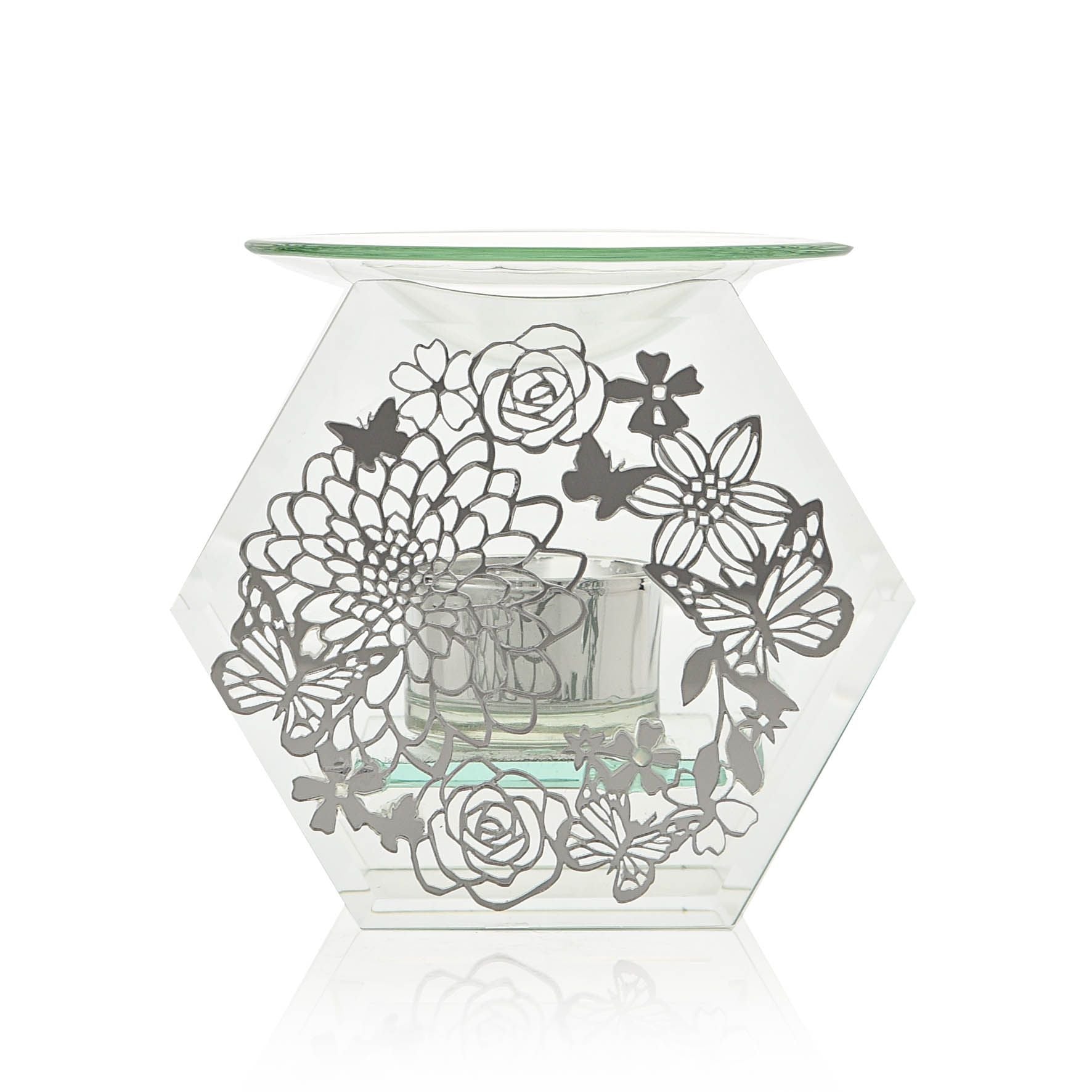 Sophia Mirrored Floral Pattern Oil Burner