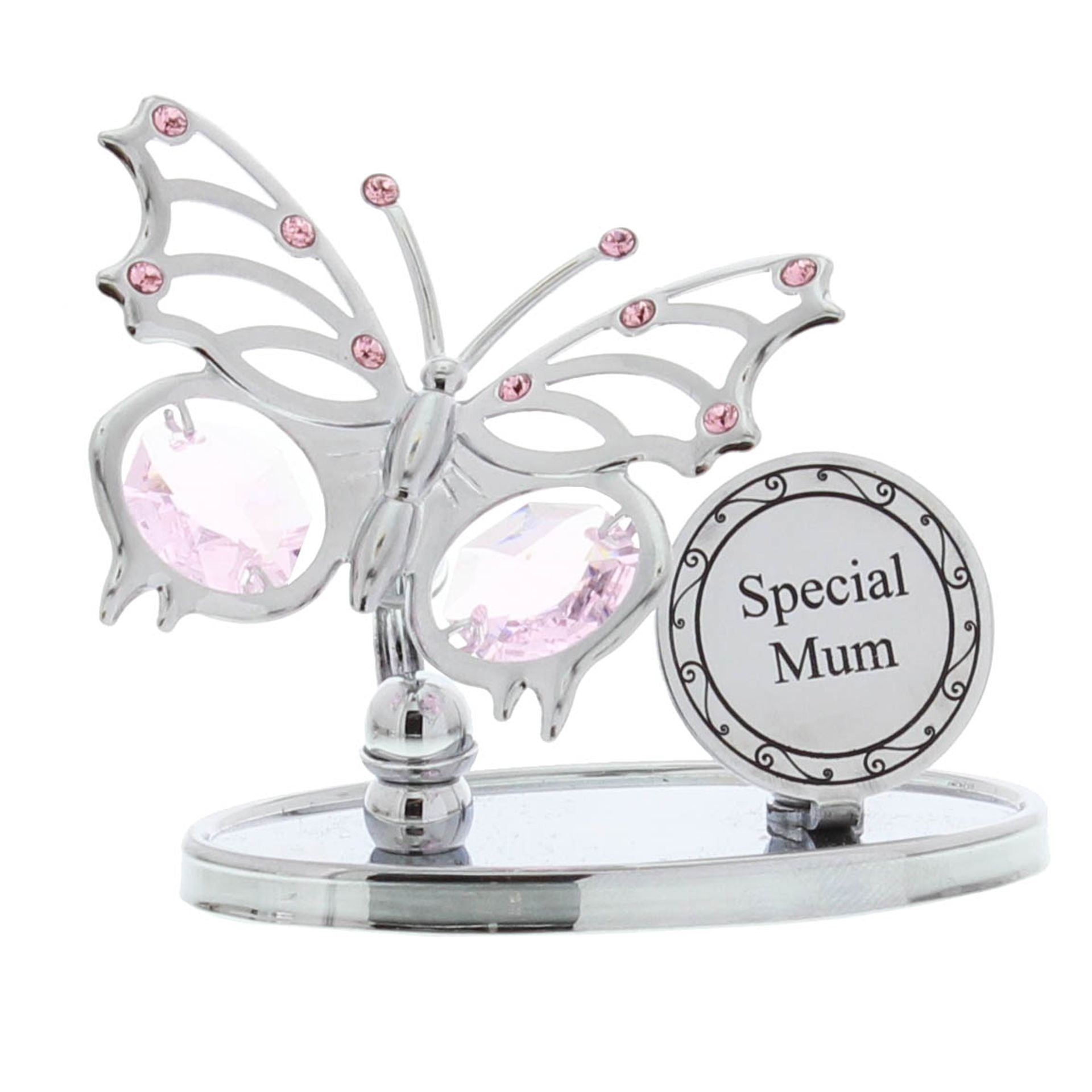 Crystocraft Chrome Plated Butterfly Plaque -Special Mum