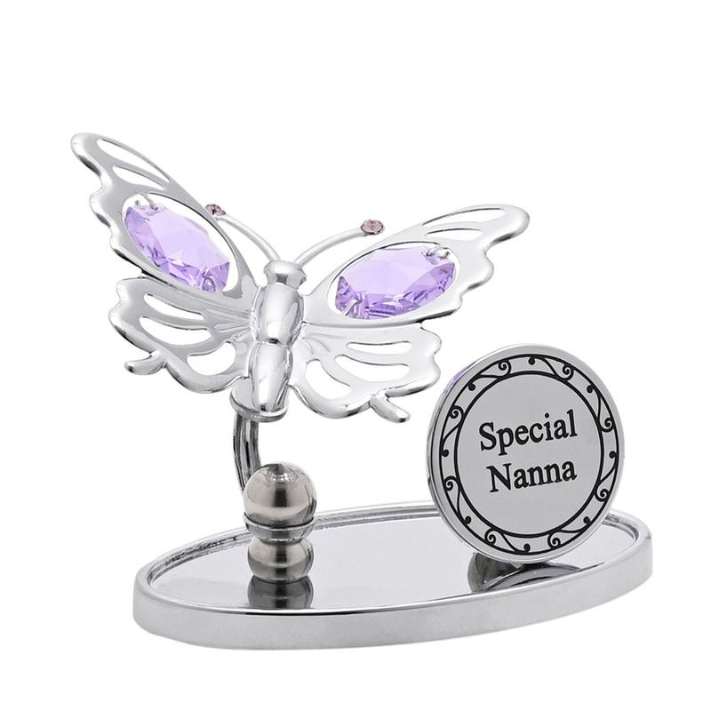 Crystocraft Chrome Plated Butterfly Plaque -Special Nanna