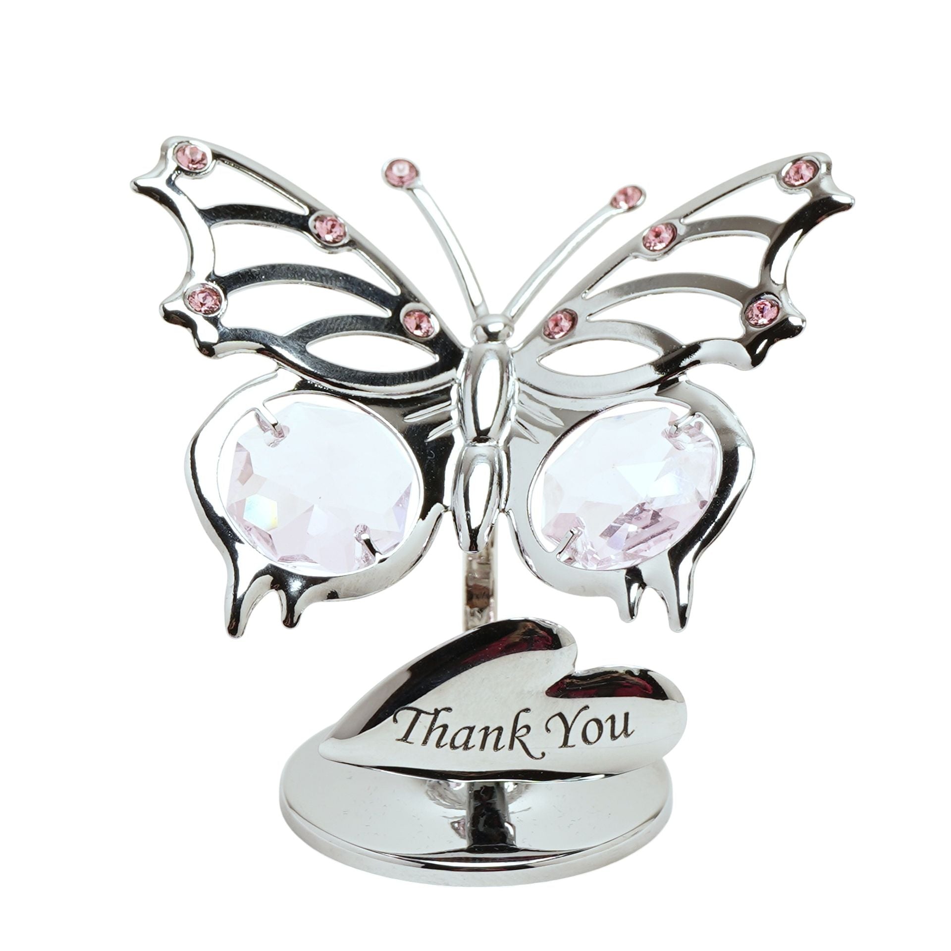 Crystocraft Chrome Plated Butterfly Plaque - Thank you