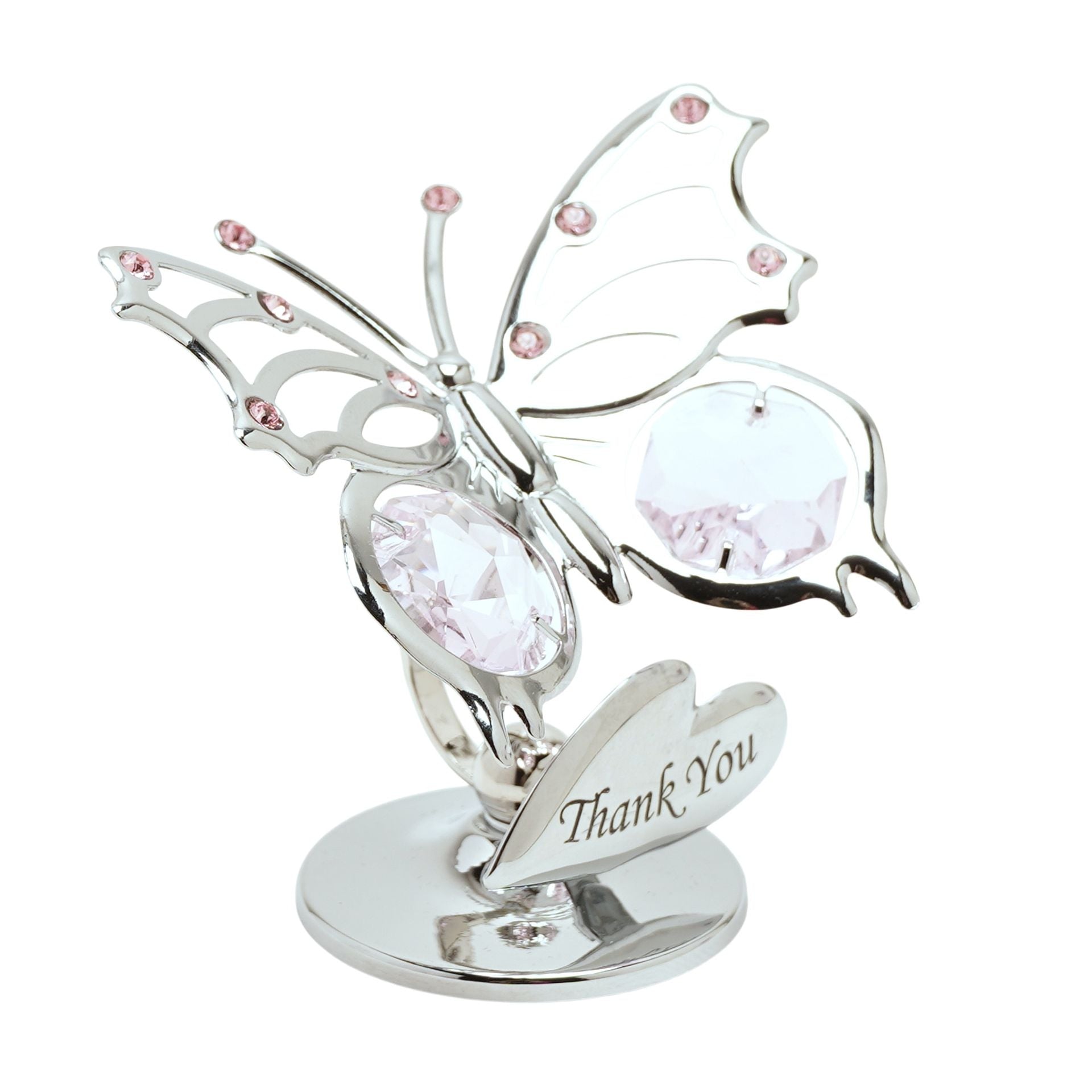 Crystocraft Chrome Plated Butterfly Plaque - Thank you