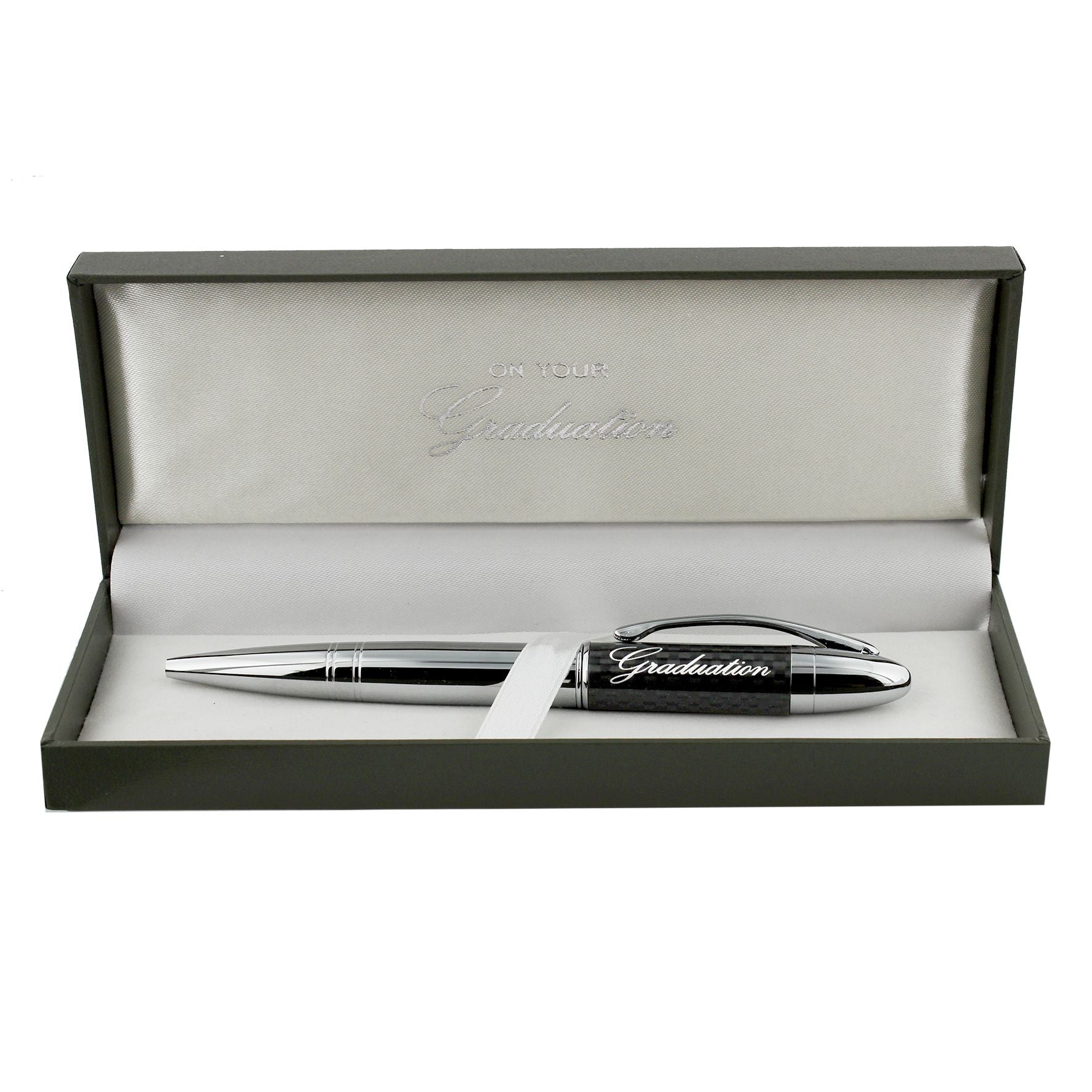 Black/Chrome Plated Pen - Graduation