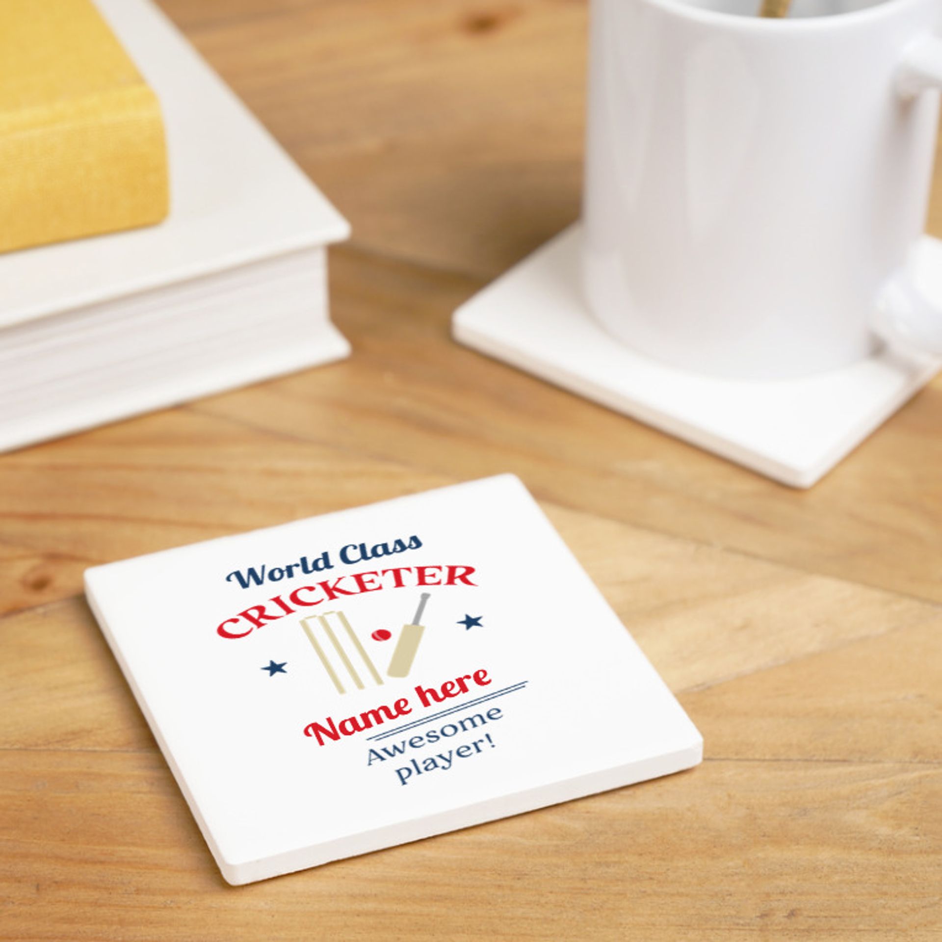 Personalised World Class Cricketer Coaster