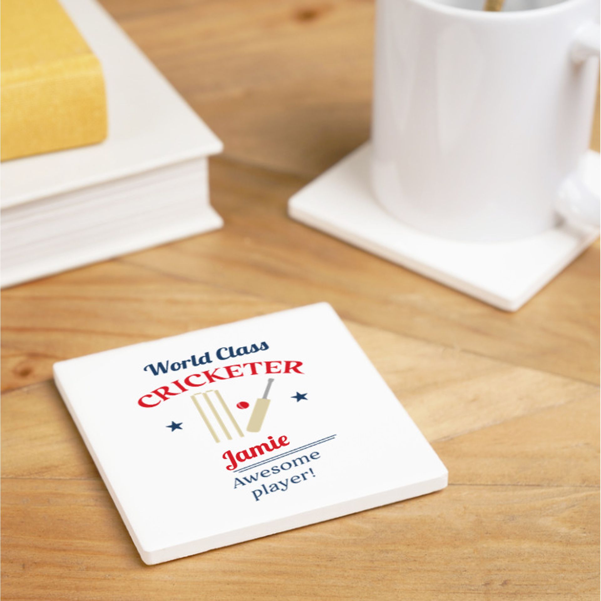 Personalised World Class Cricketer Coaster