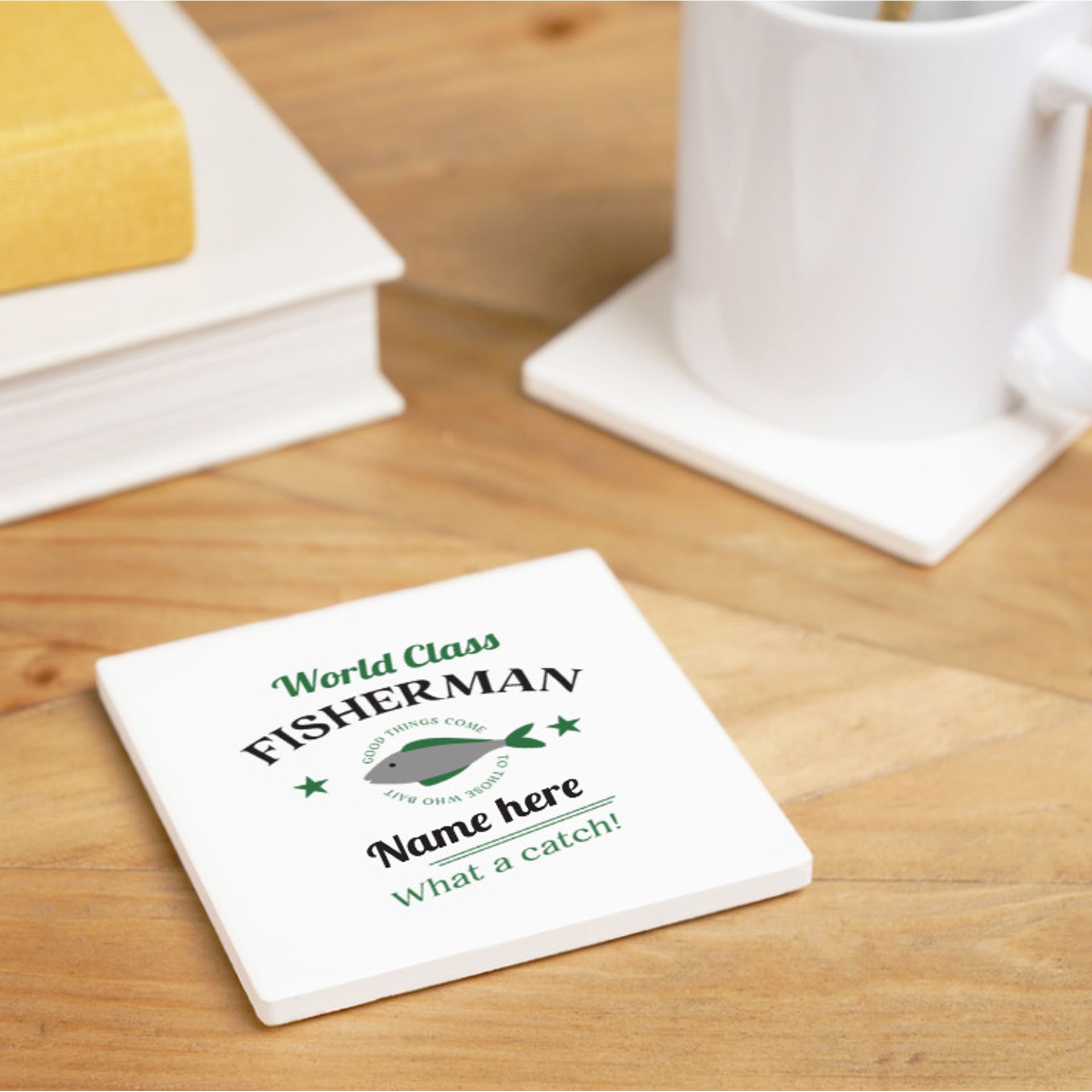 Personalised World Class Fisherman Coaster