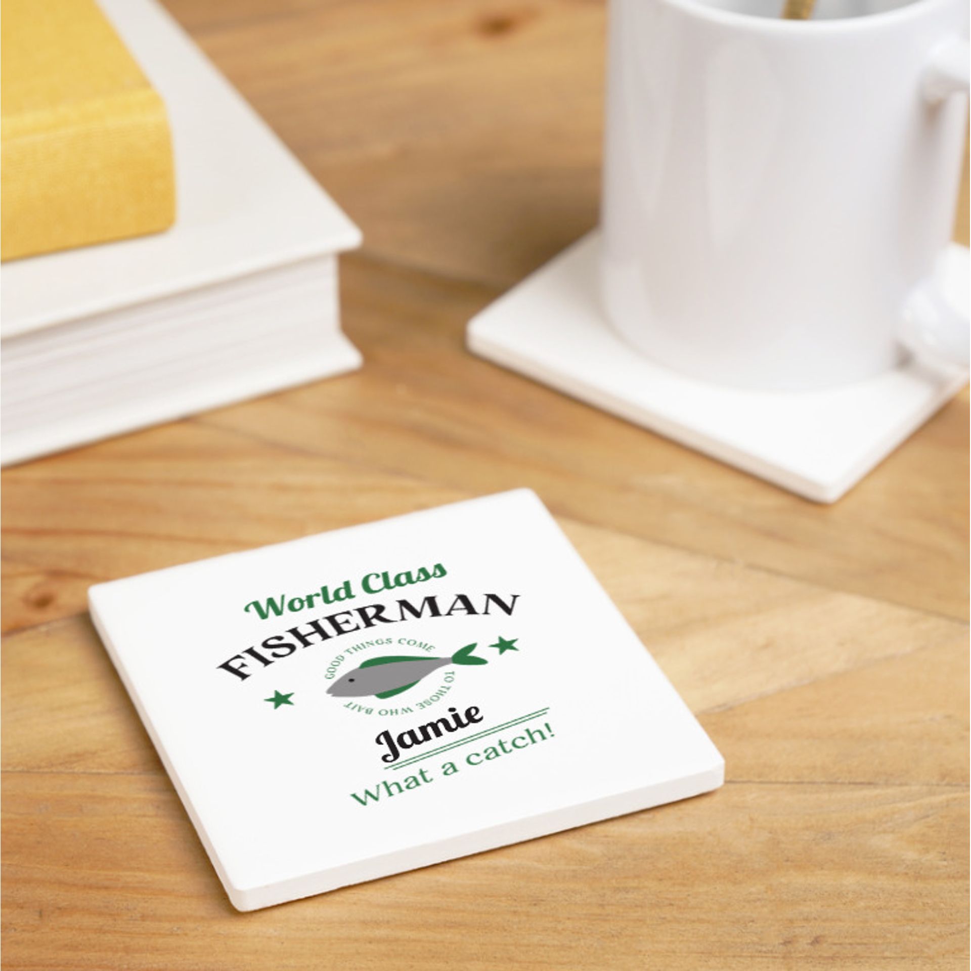 Personalised World Class Fisherman Coaster