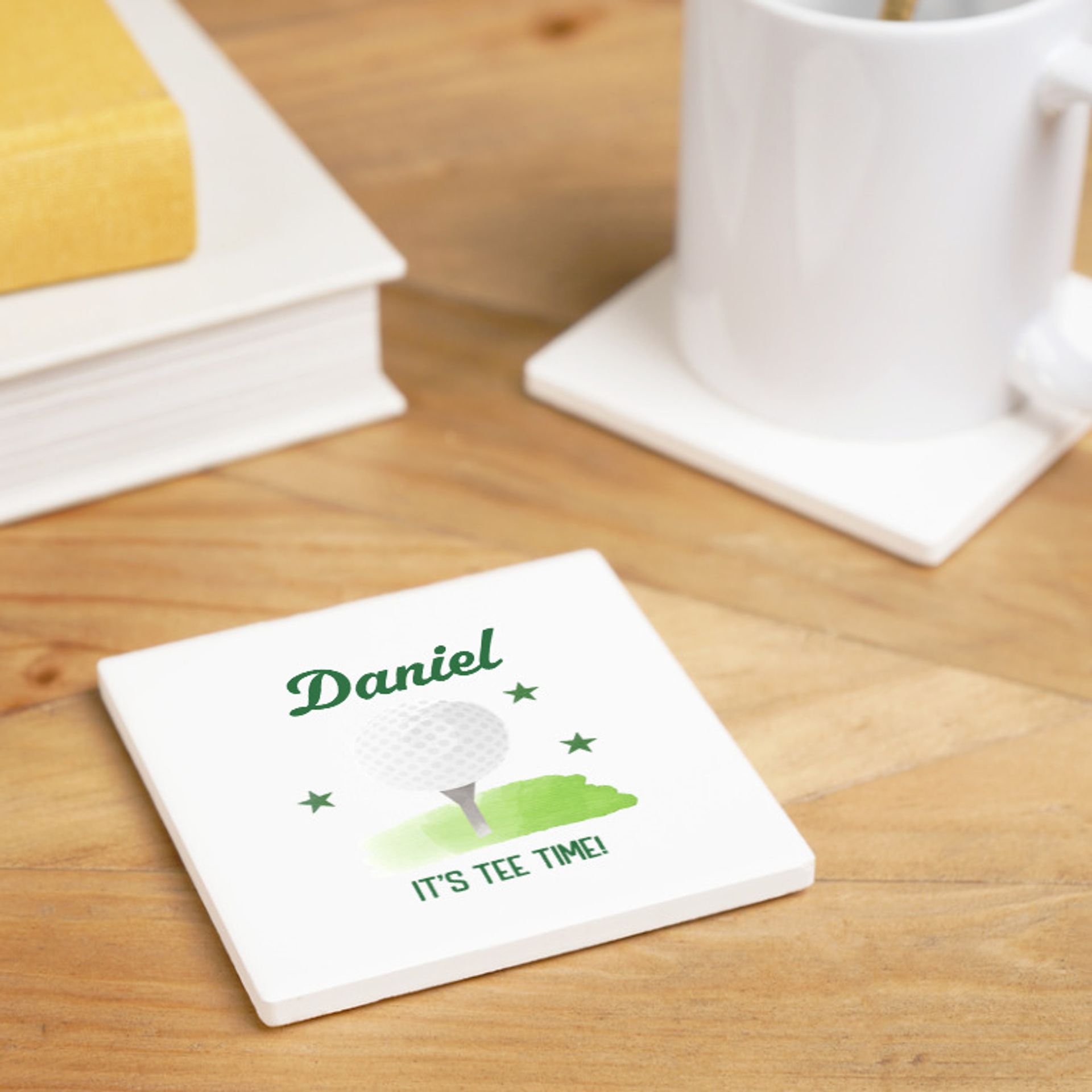 Personalised It's Tee Time Golf Coaster
