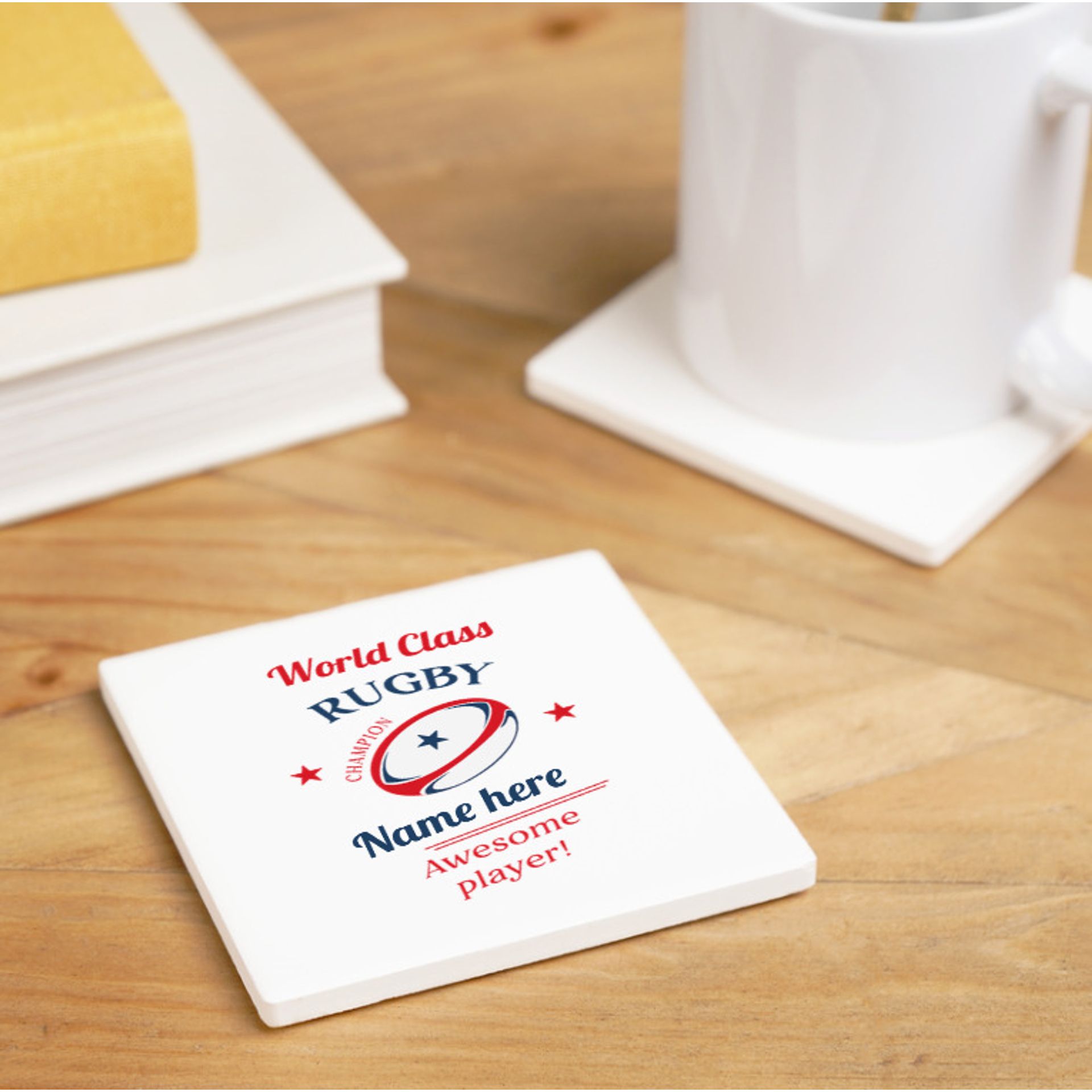 Personalised World Class Rugby Player Coaster