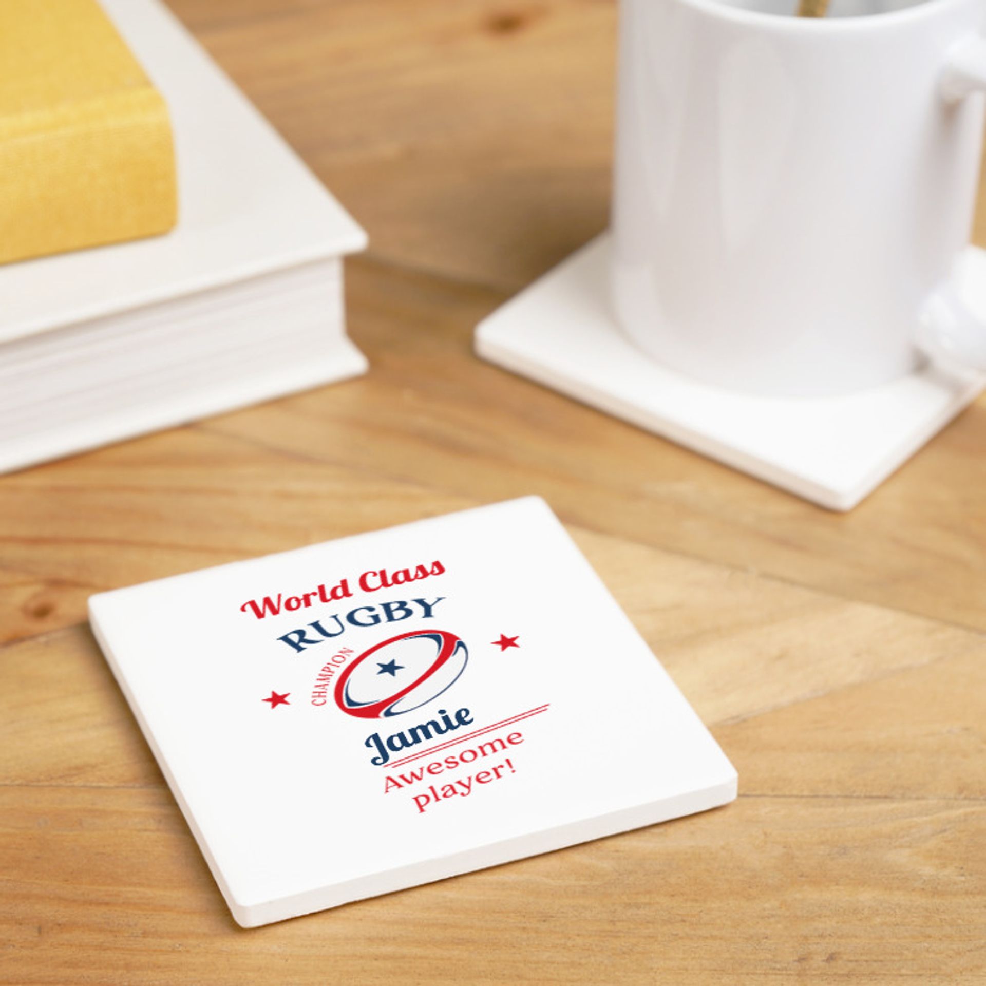 Personalised World Class Rugby Player Coaster
