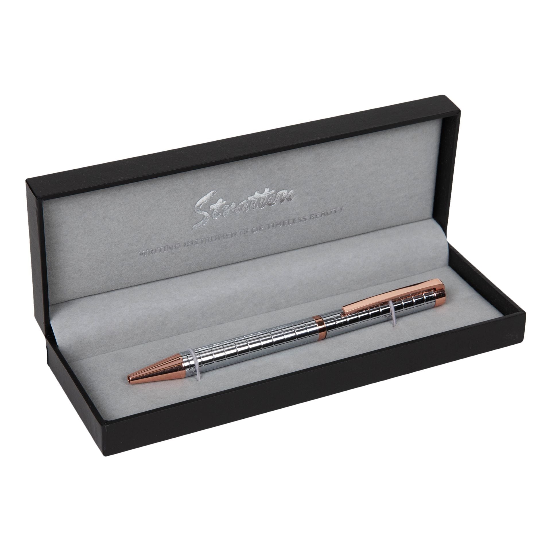 Stratton Ballpoint Pen - Silver & Rose