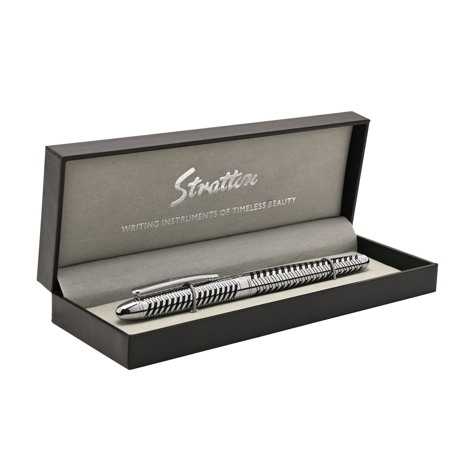 Stratton Roller Ball Pen - Silver & Black