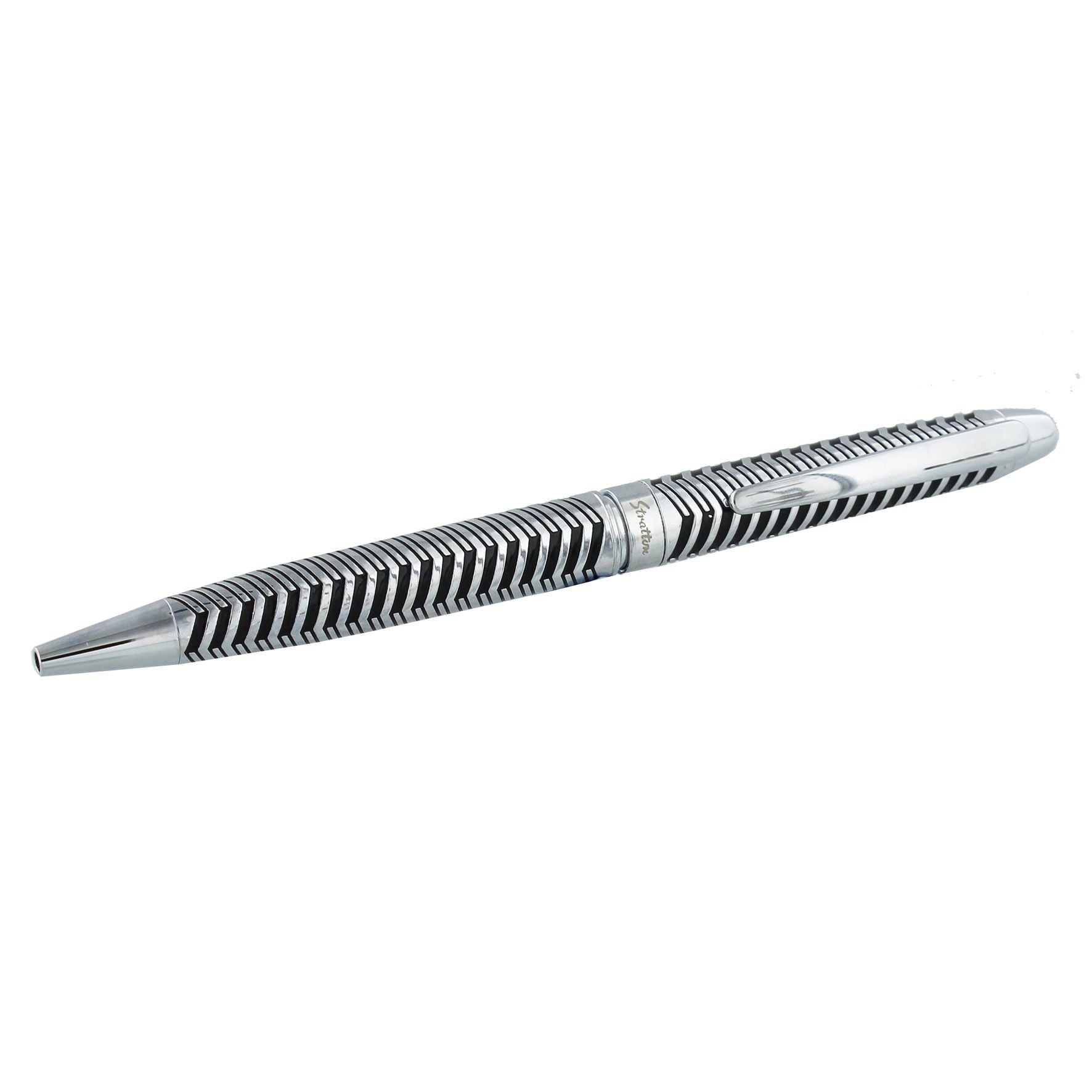 Stratton Roller Ball Pen - Silver & Black