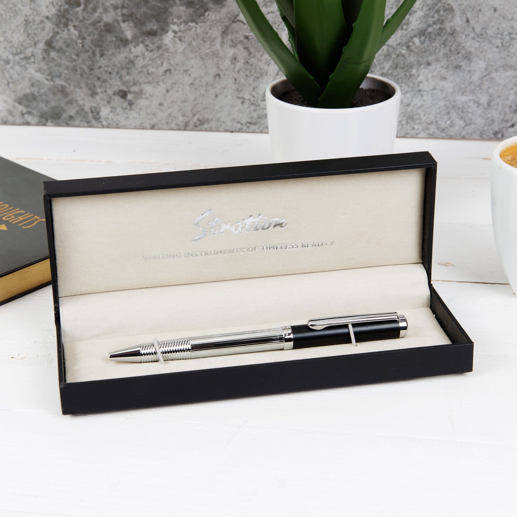 Stratton Ballpoint Pen - Black & Silver