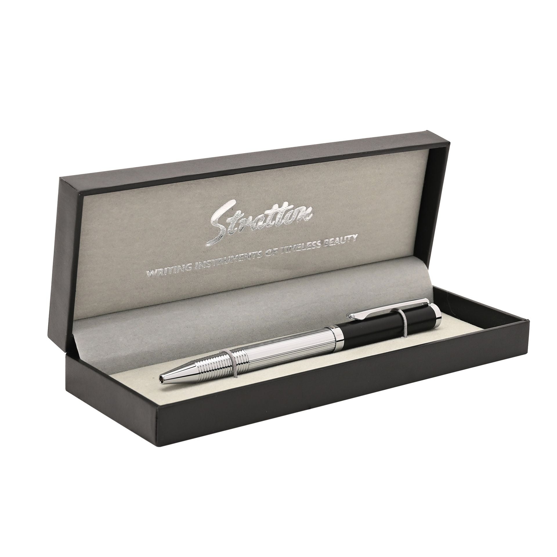 Stratton Ballpoint Pen - Black & Silver