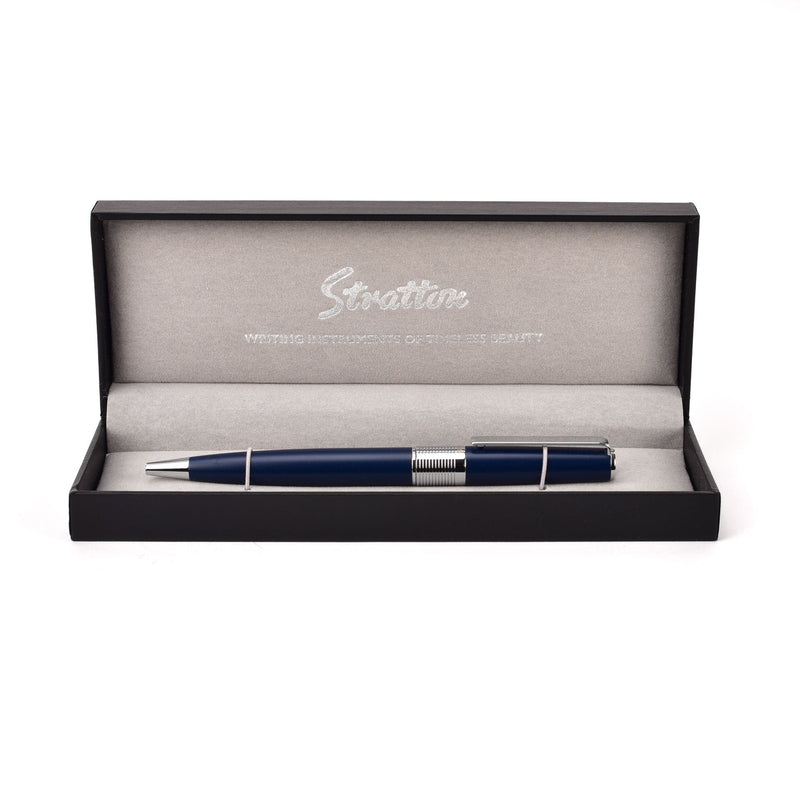 Stratton Rollerball Pen - Blue & Silver