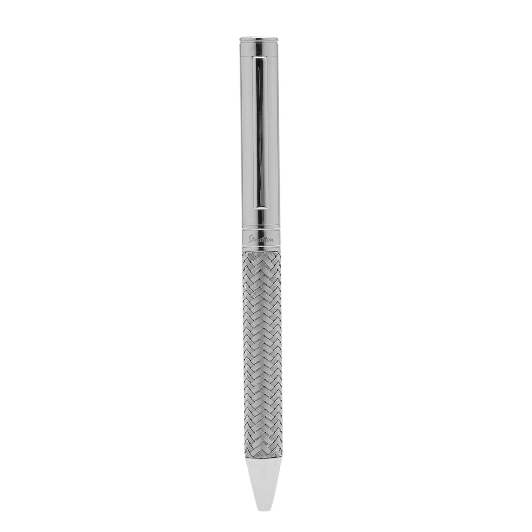 Stratton Woven Ballpoint Pen - Silver