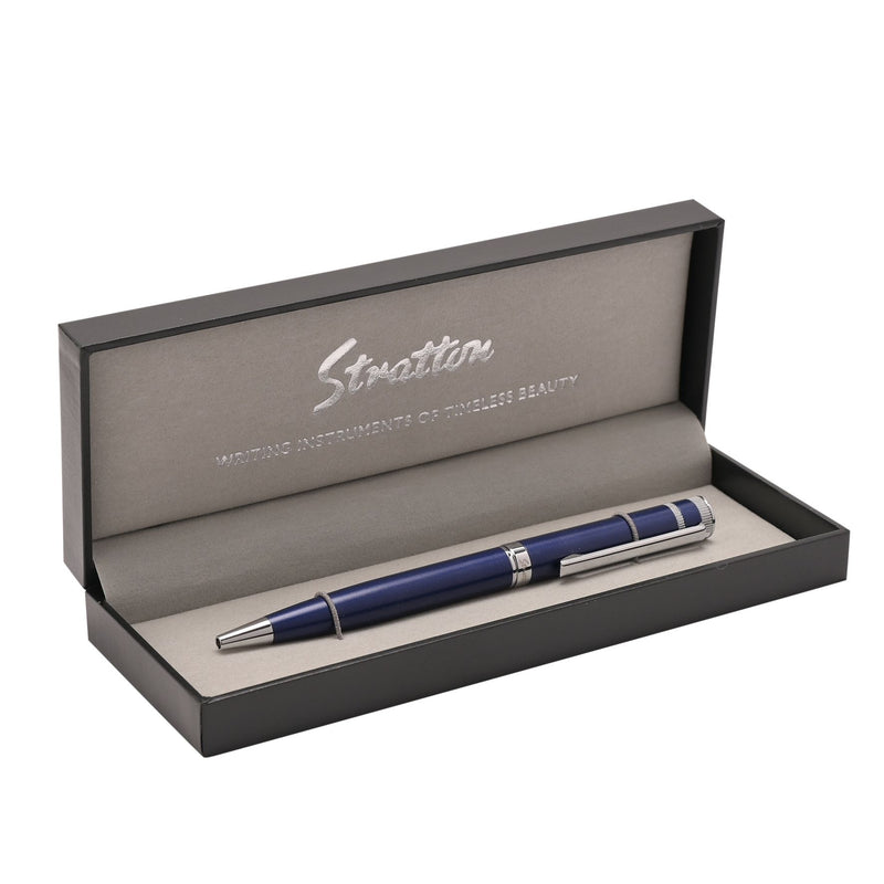 Stratton Ballpoint Pen - Blue & Chrome