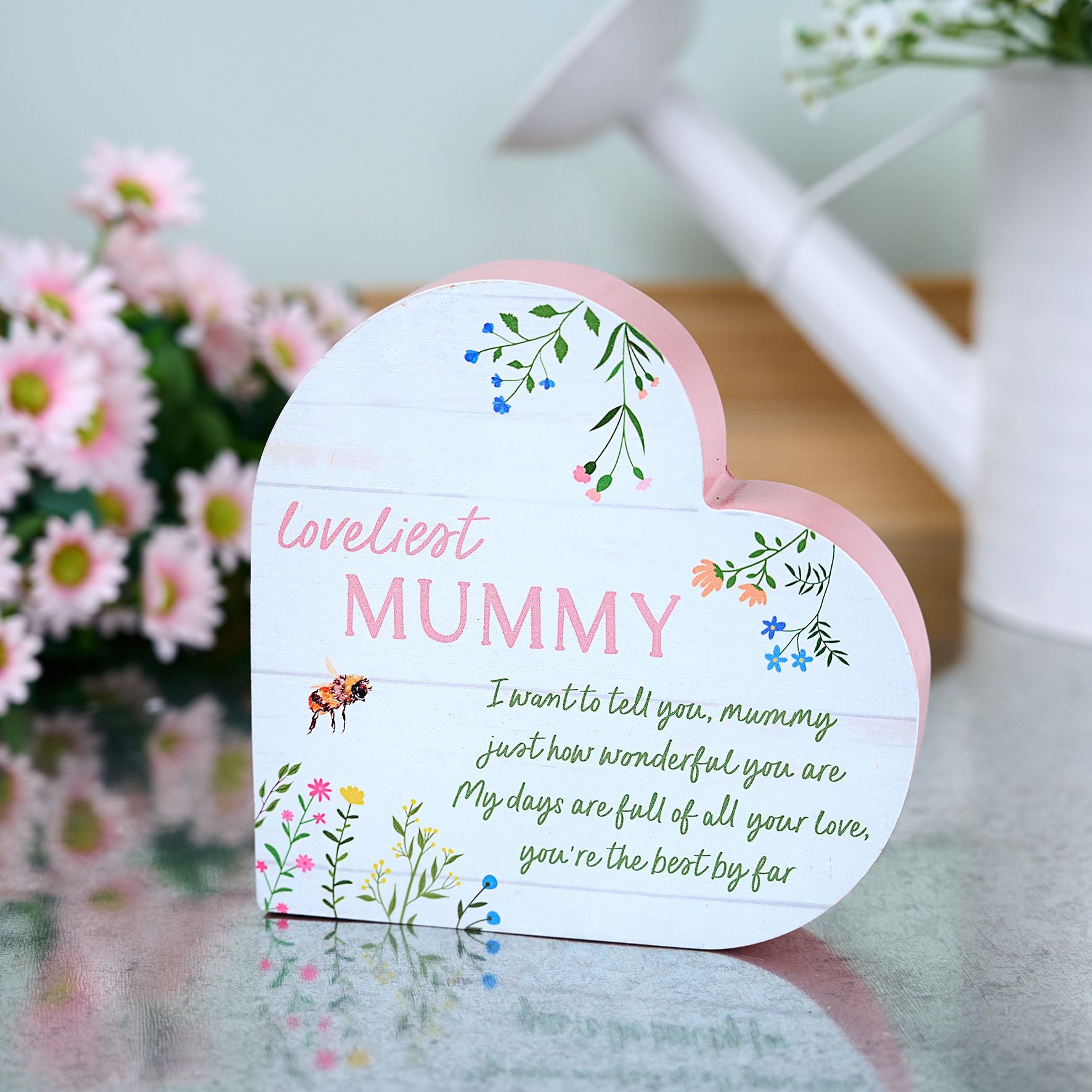 The Cottage Garden Floral Heart Mantel Plaque 'Mummy'