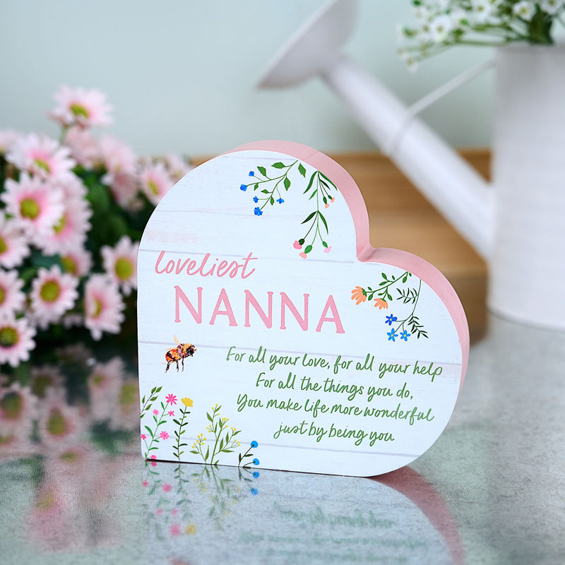The Cottage Garden Floral Heart Mantel Plaque 'Nanna'