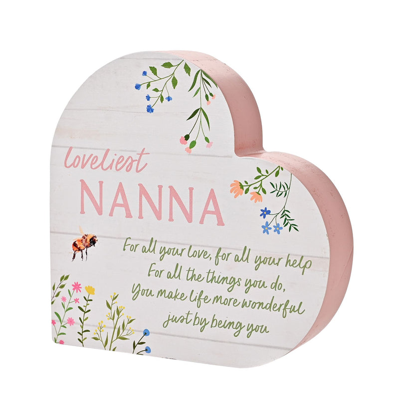 The Cottage Garden Floral Heart Mantel Plaque 'Nanna'