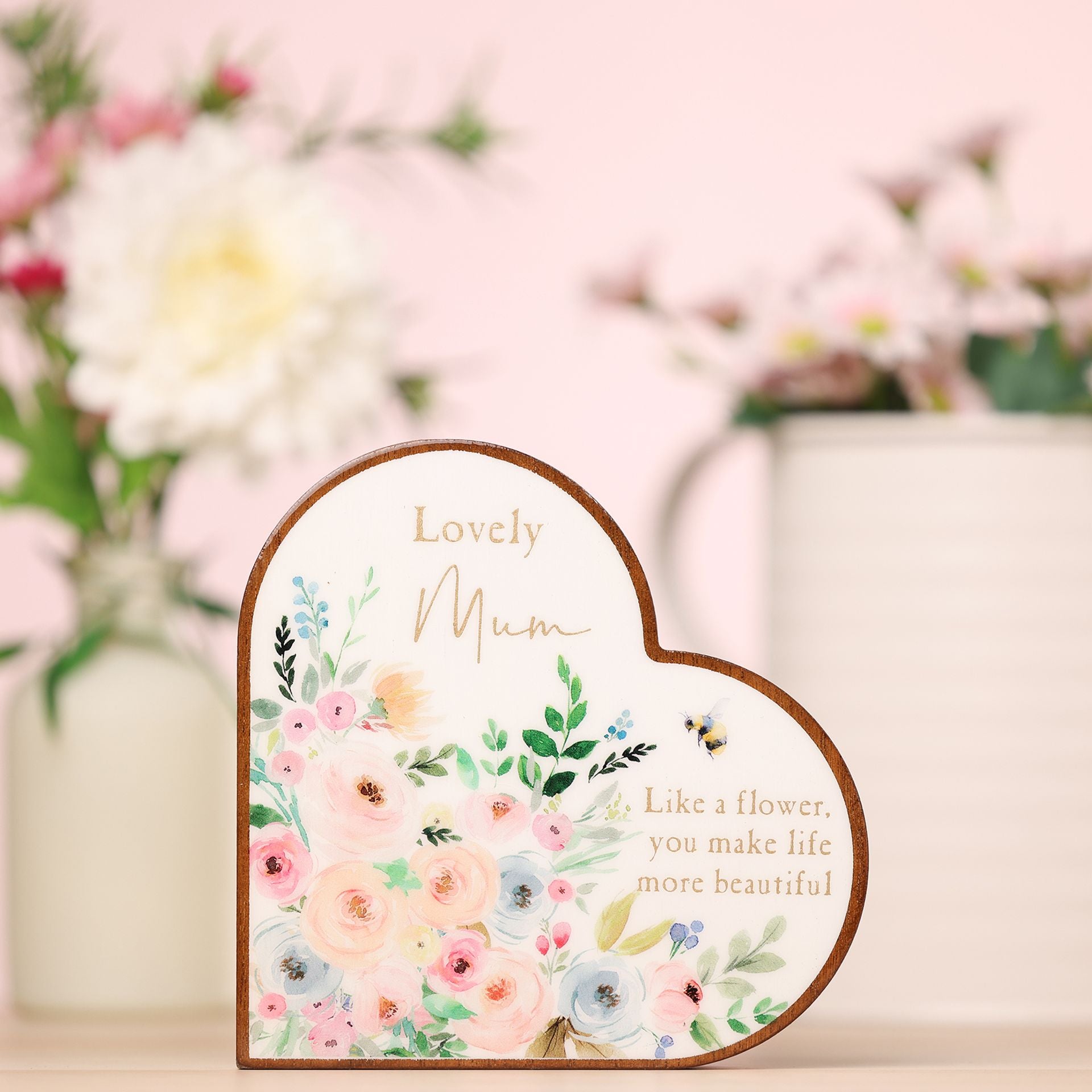 The Cottage Garden Mantel Heart Plaque - Mum