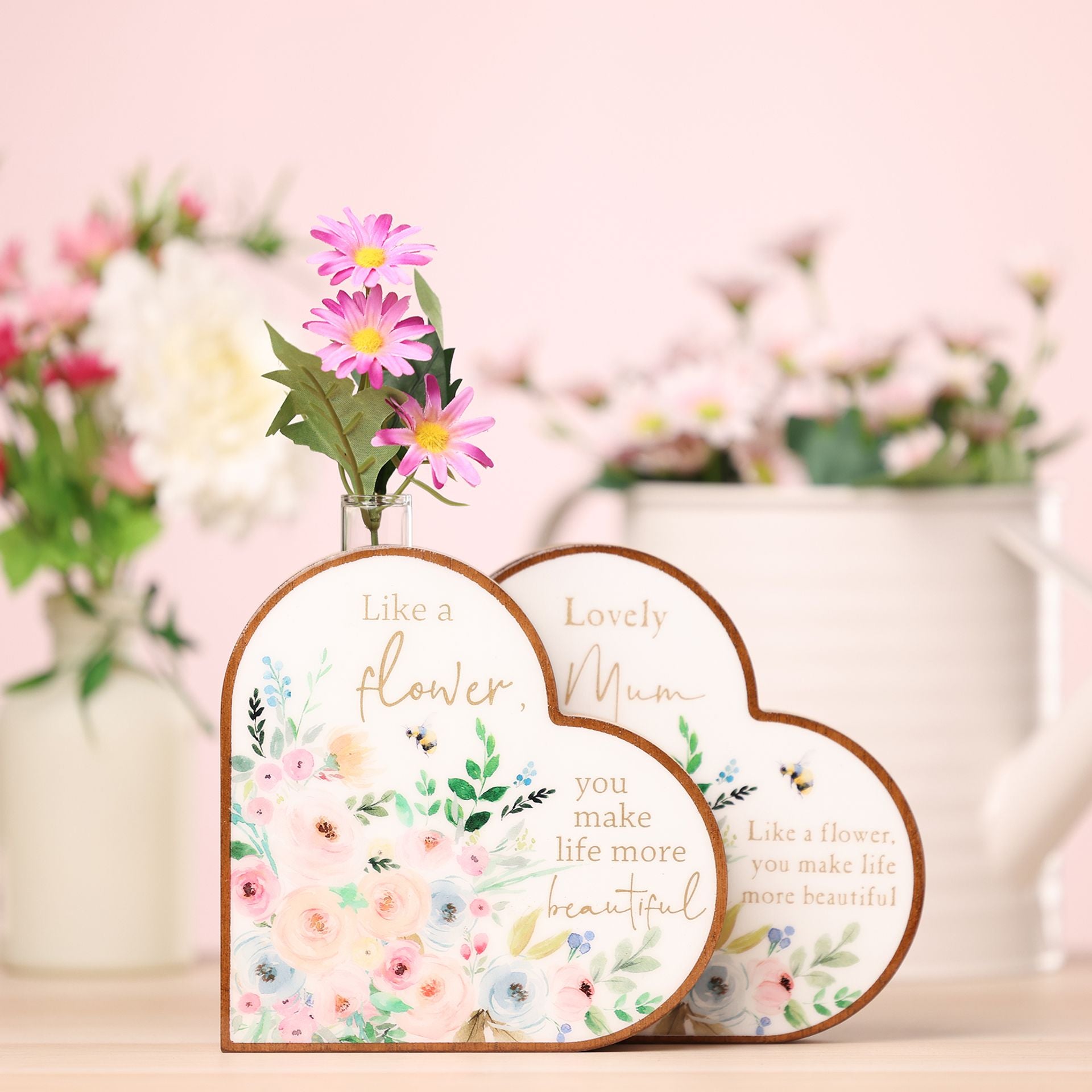 The Cottage Garden Mantel Heart Plaque - Mum