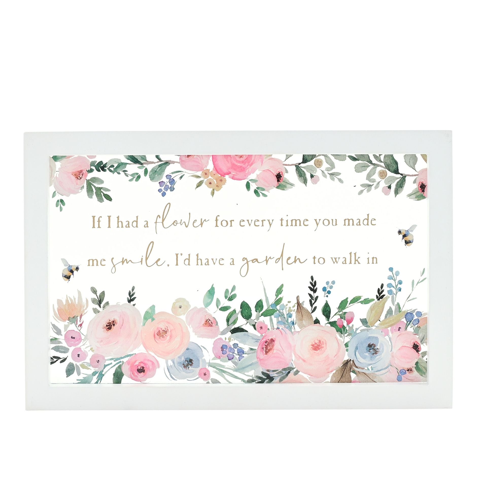 The Cottage Garden Framed Rectangular Glass Plaque - Flower