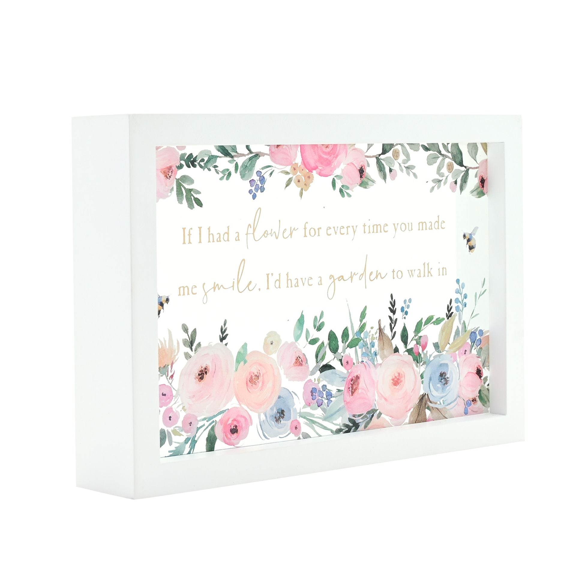 The Cottage Garden Framed Rectangular Glass Plaque - Flower
