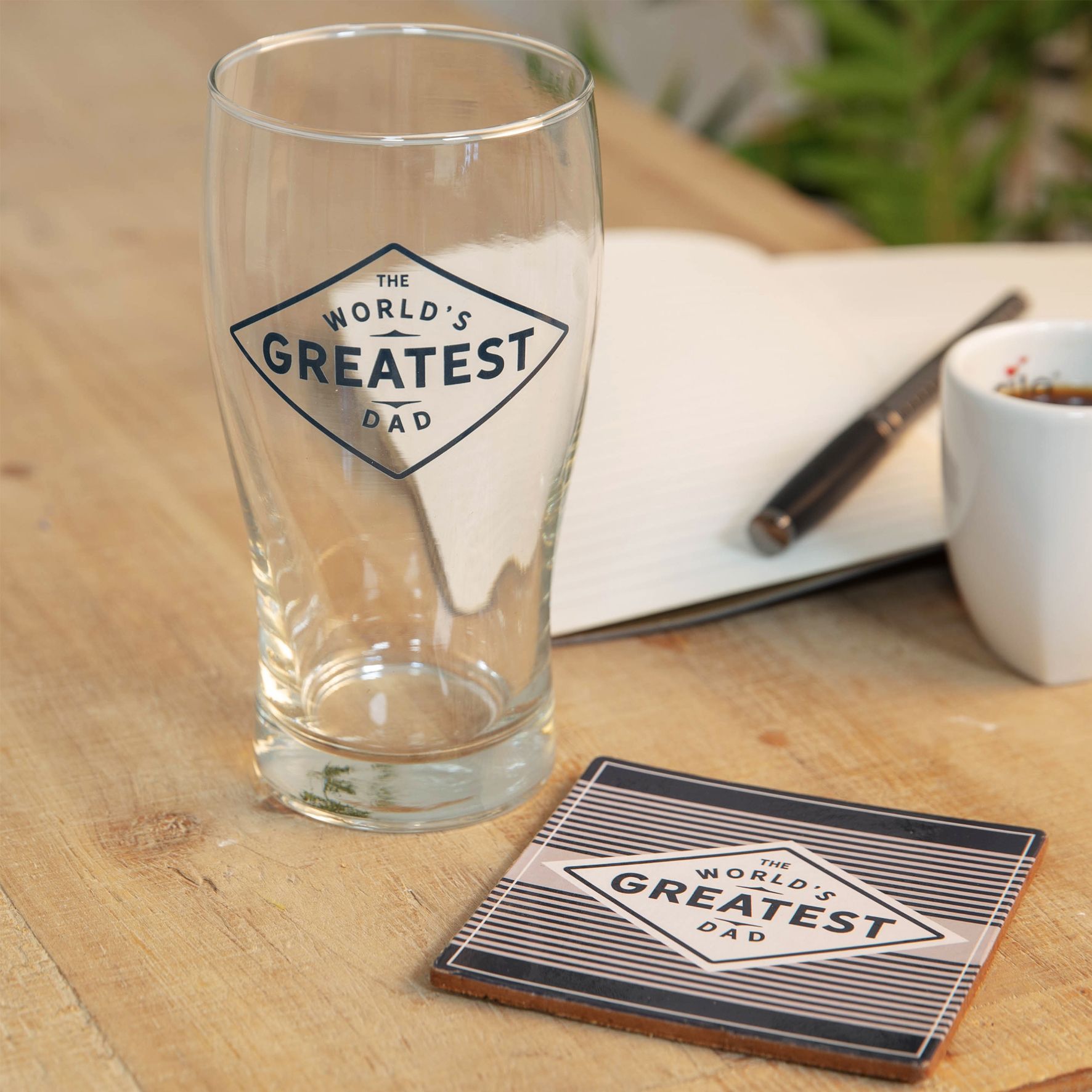 Dad Beer Glass and Coaster Set