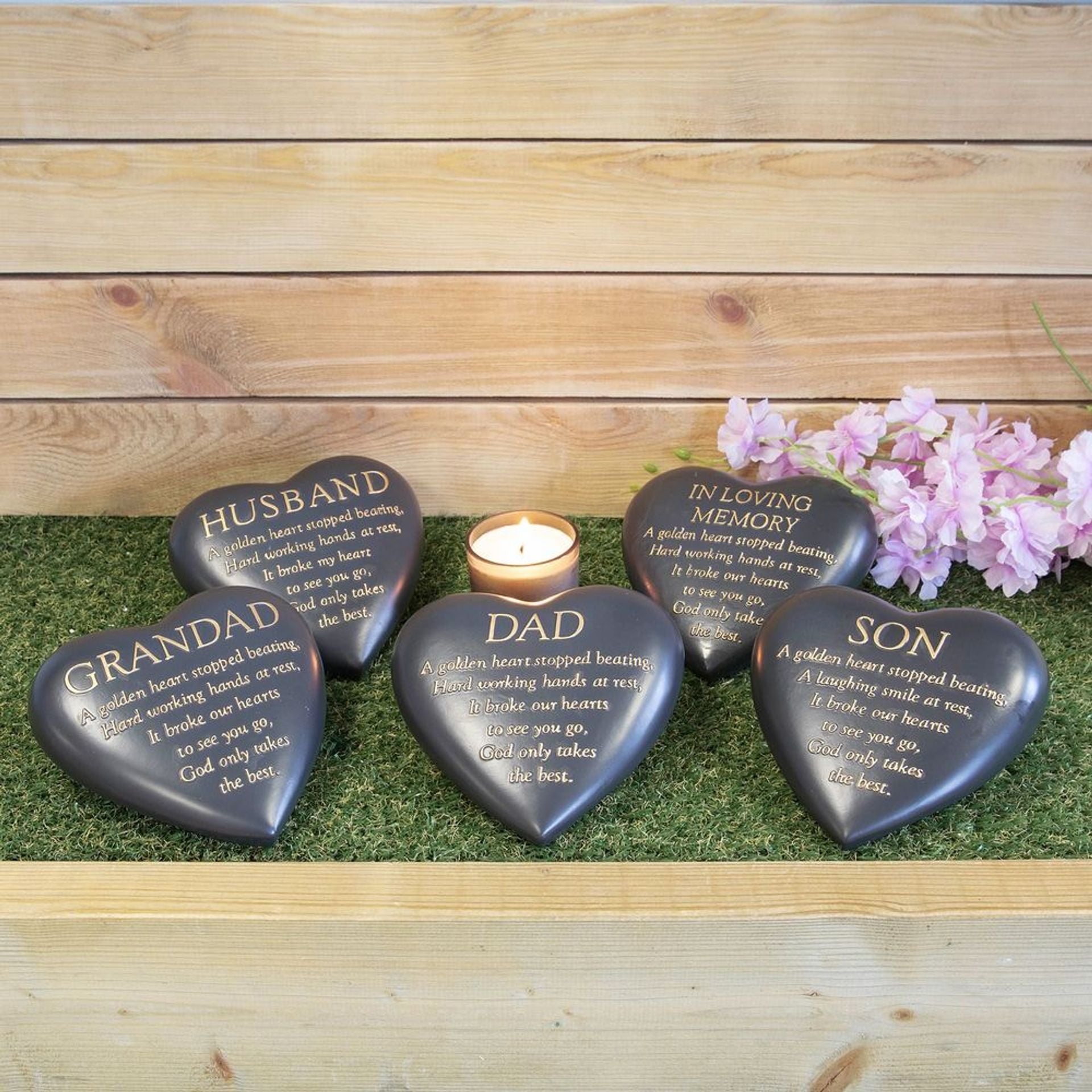 Thoughts Of You Graveside Dark Grey Heart Plaque - Son